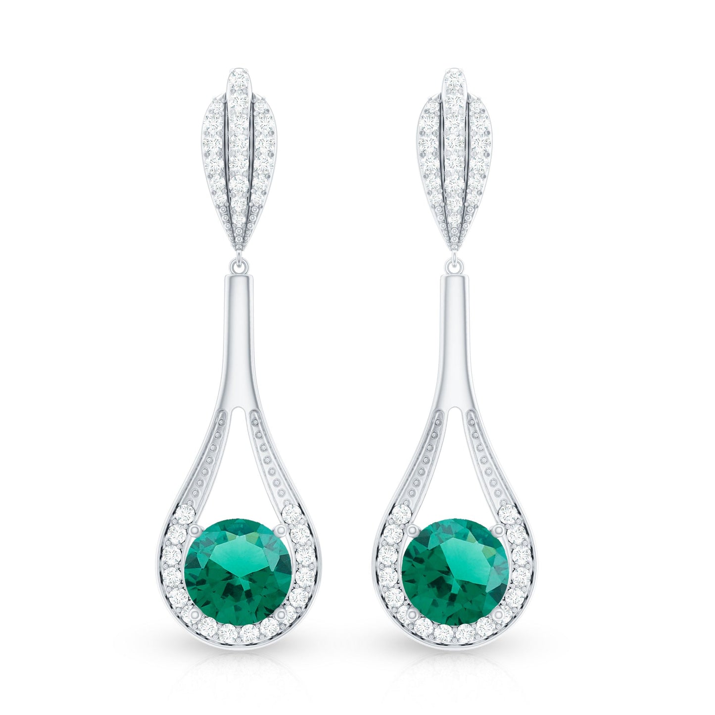 Certified Lab Grown Emerald Wedding Earrings With Diamond