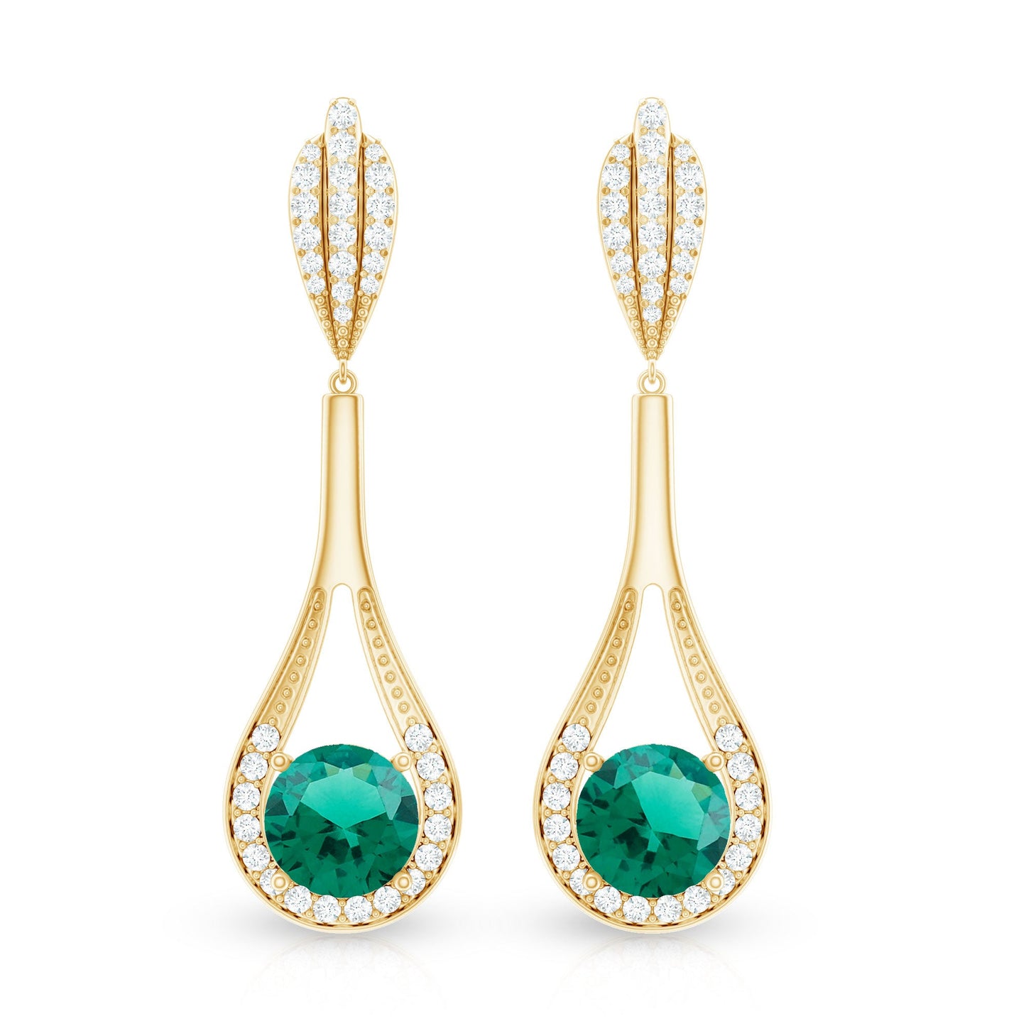 Certified Lab Grown Emerald Wedding Earrings With Diamond