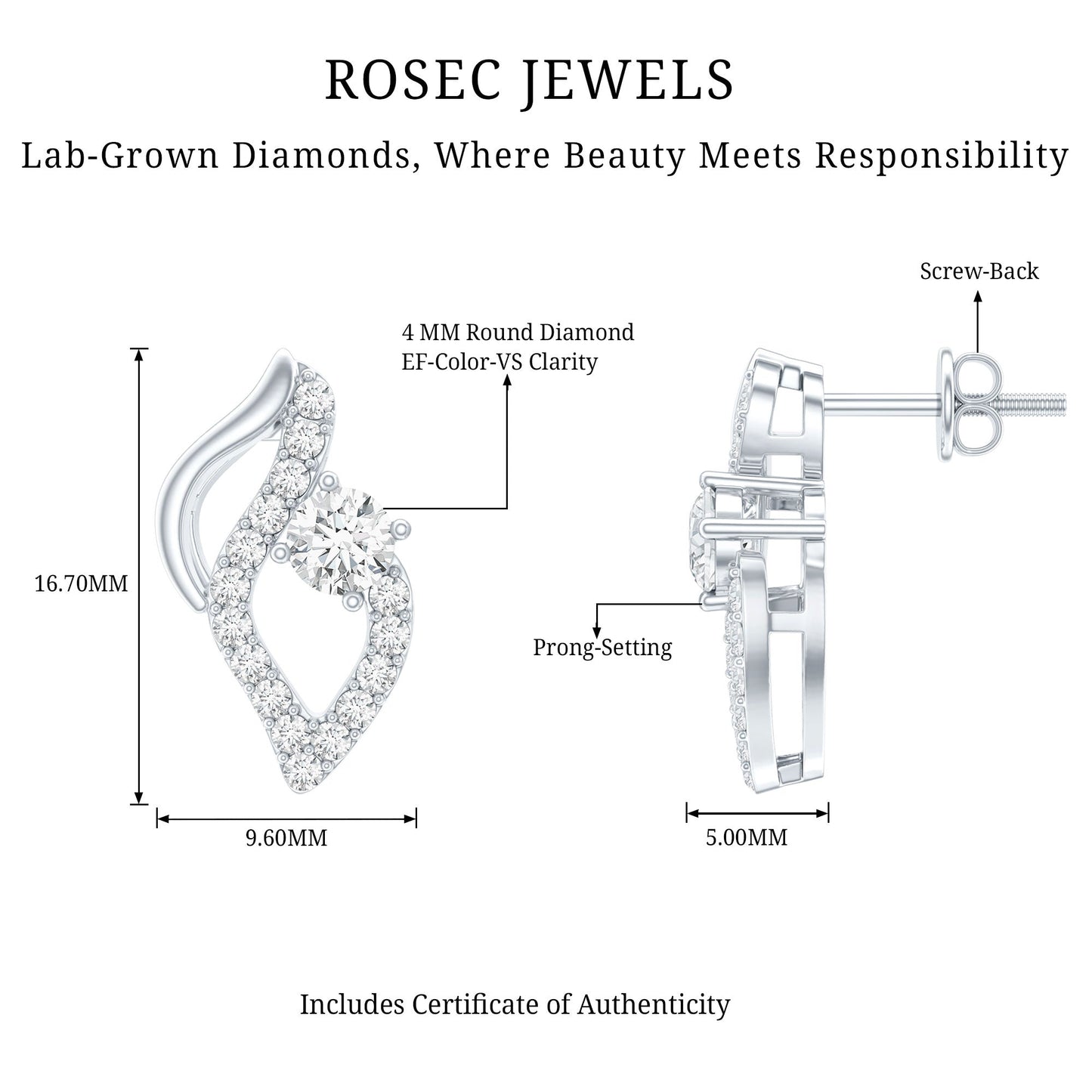 Elegant Lab Grown Diamond Stud Earrings