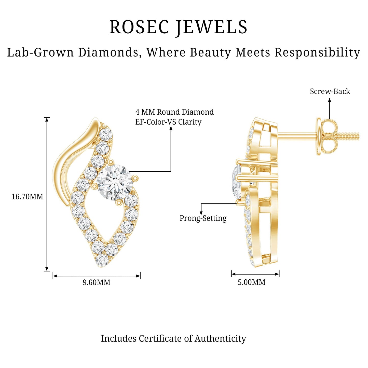 Elegant Lab Grown Diamond Stud Earrings
