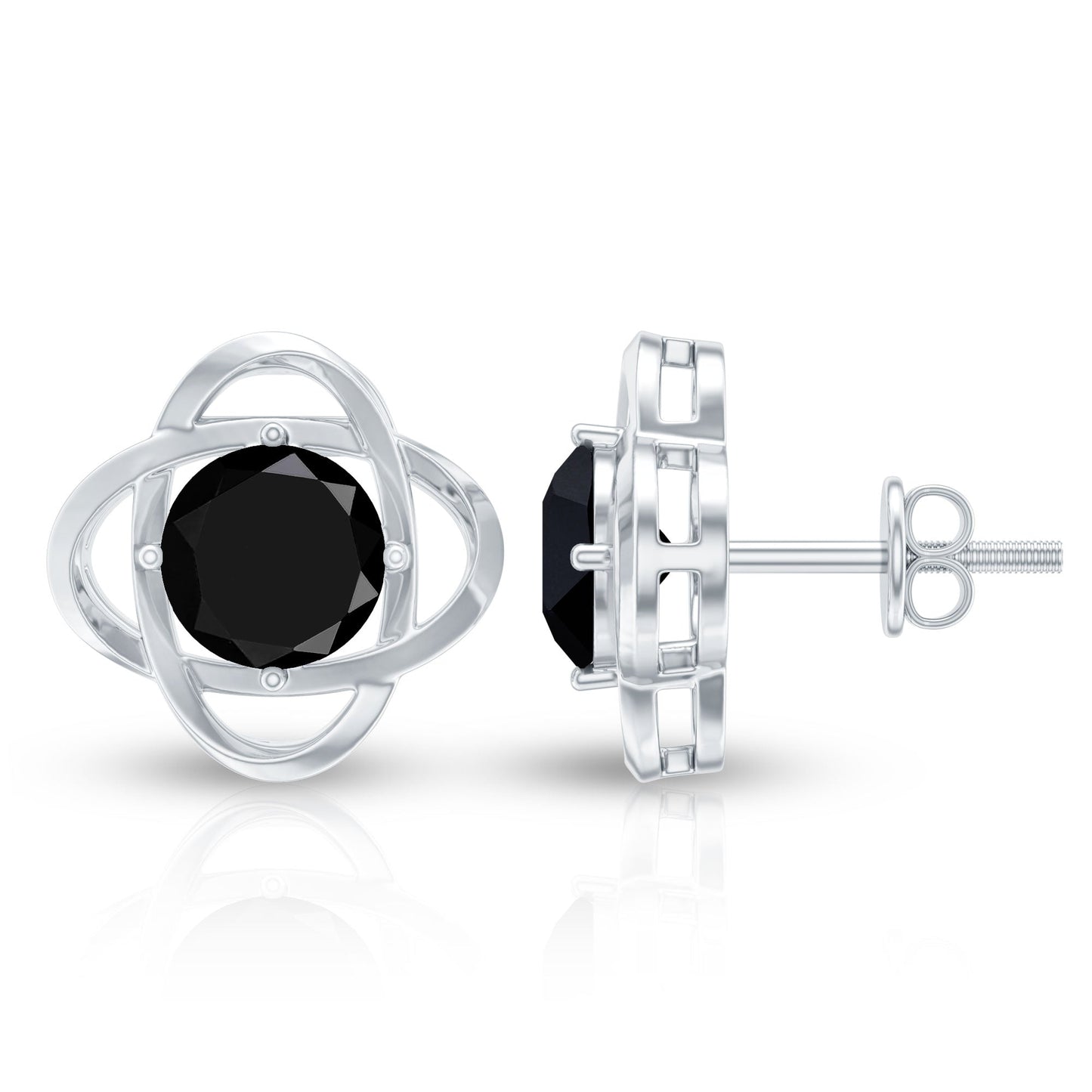 Certified Lab Grown Black Diamond Stud Earrings With Screw Back