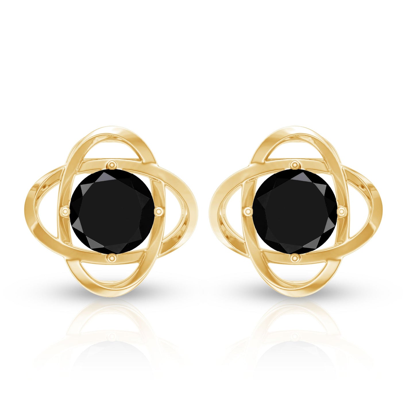 Certified Lab Grown Black Diamond Stud Earrings With Screw Back