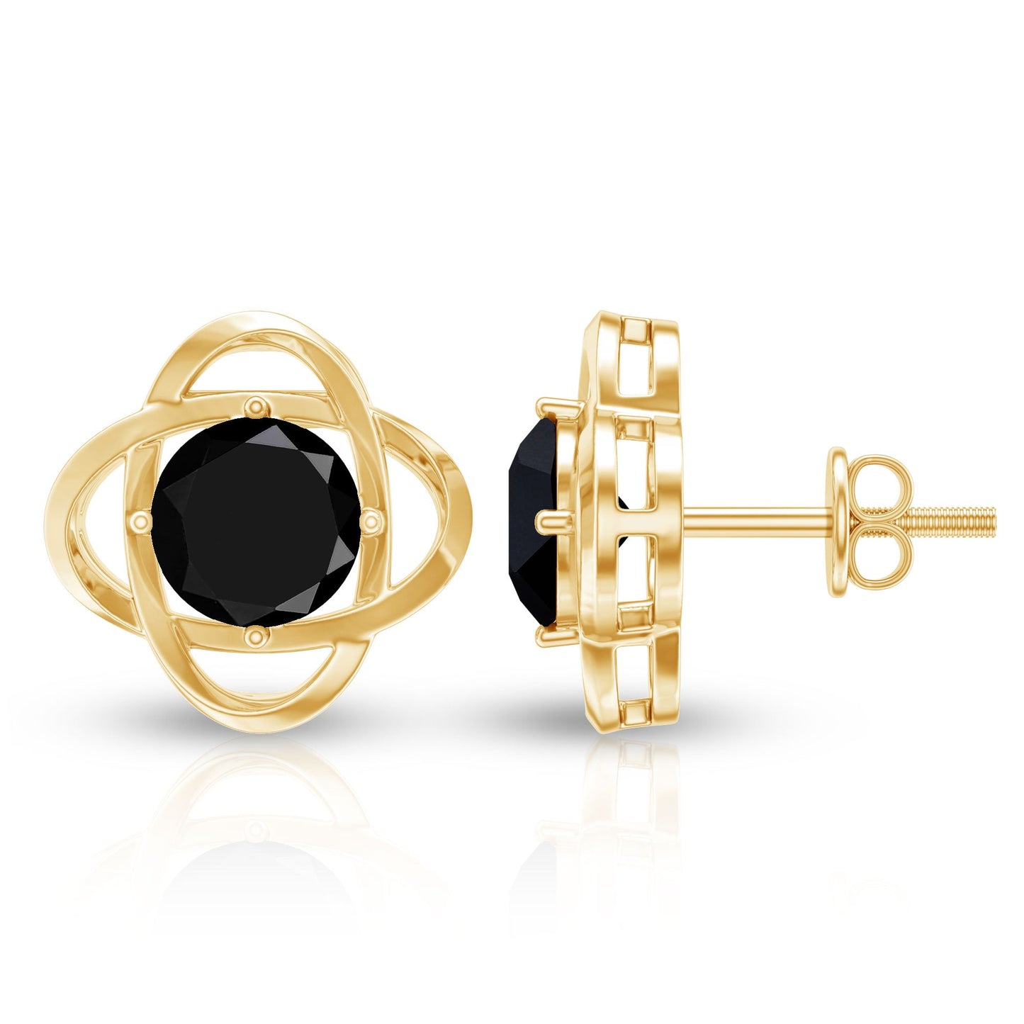 Certified Lab Grown Black Diamond Stud Earrings With Screw Back