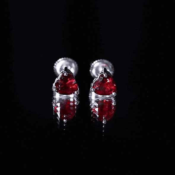 Heart Shape Lab Grown Ruby Valentines Day Earrings