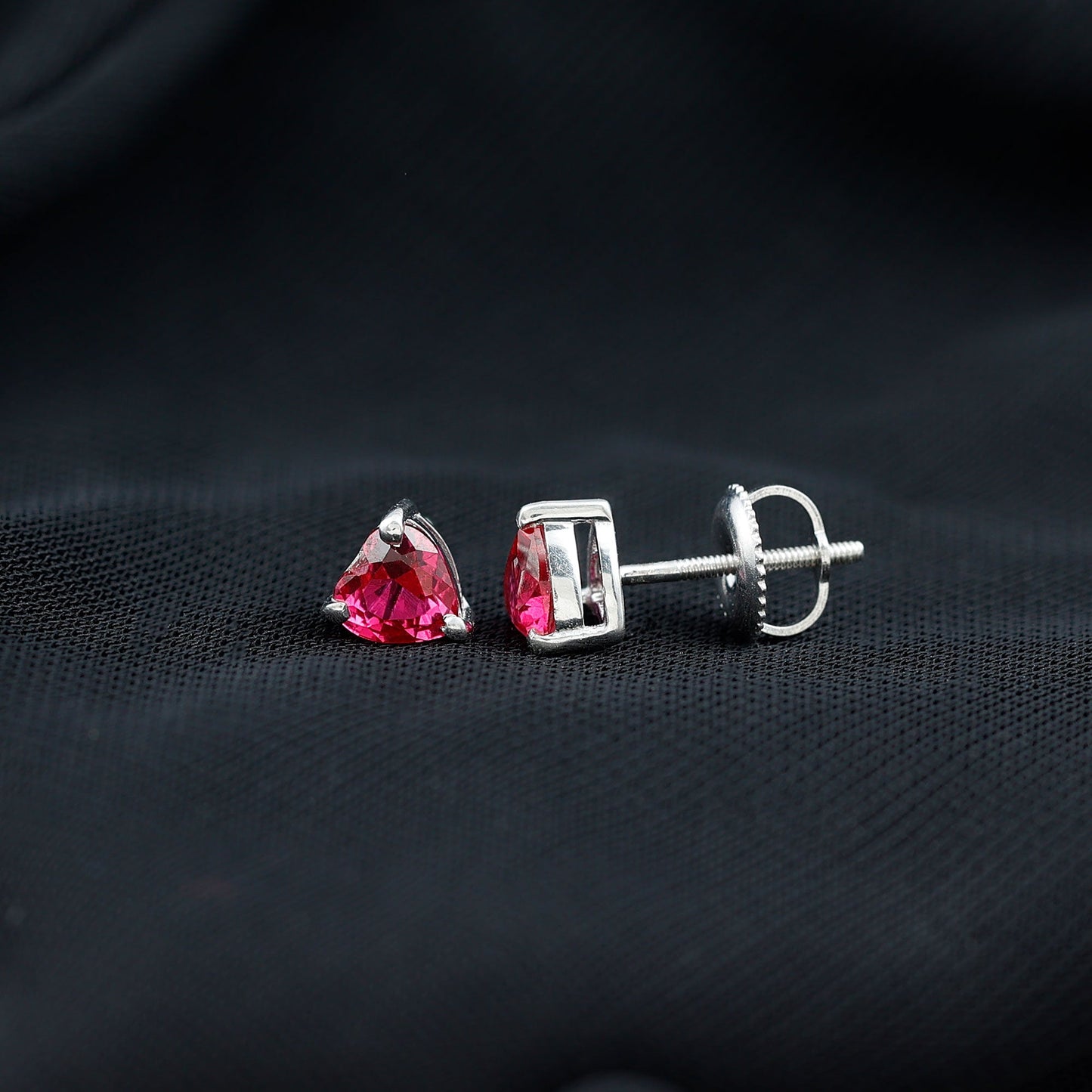 Heart Shape Lab Grown Ruby Valentines Day Earrings