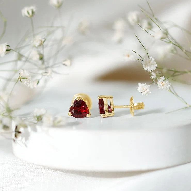 Heart Shape Lab Grown Ruby Valentines Day Earrings