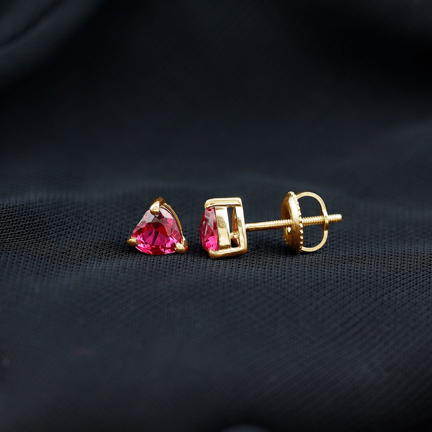 Heart Shape Lab Grown Ruby Valentines Day Earrings