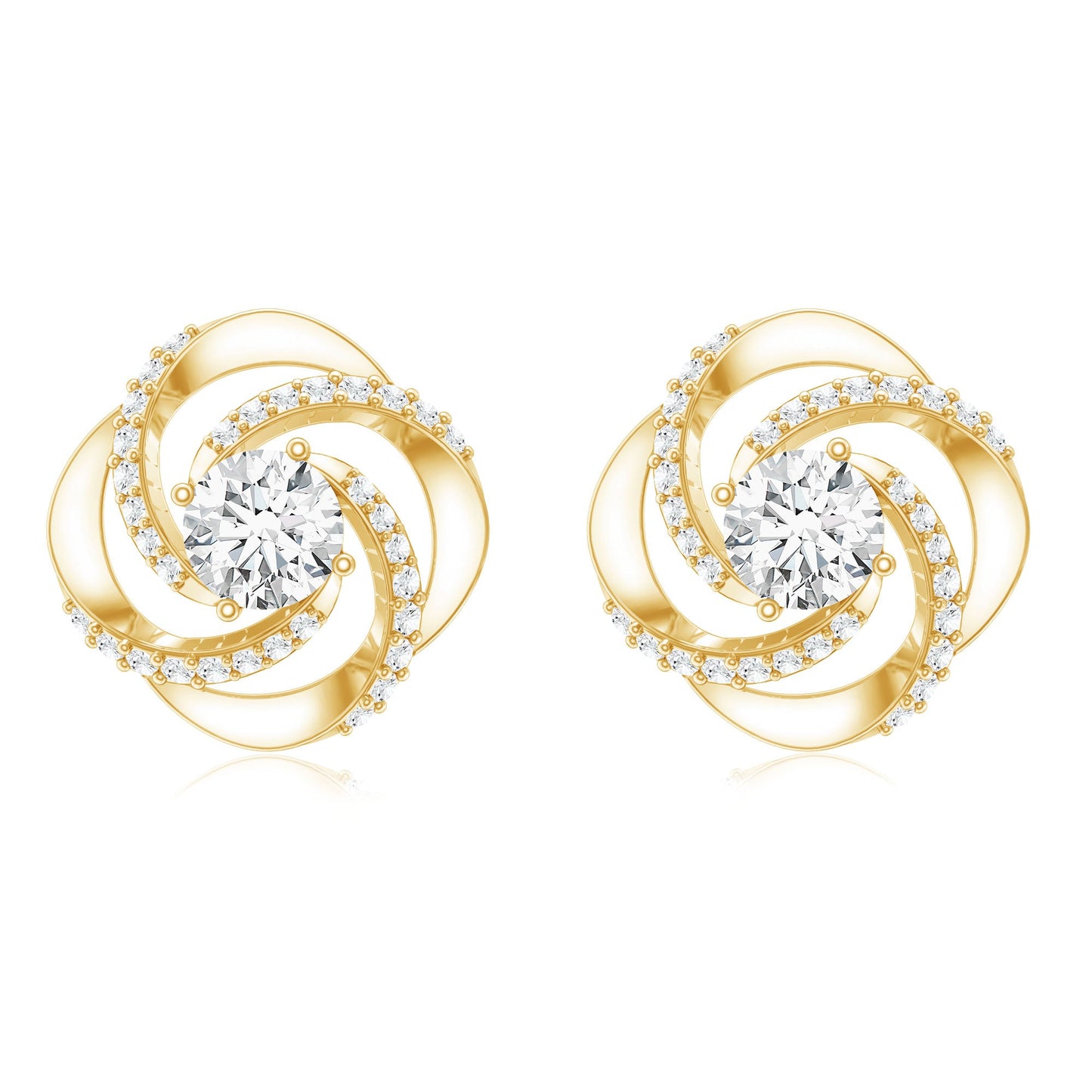 Certified Lab 0.9 Carat Round Diamond Swirl Stud Earrings