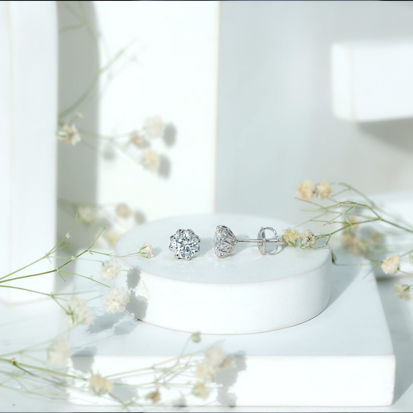 1.9 Carat Certified Lab Grown Diamond Solitaire Stud Earrings