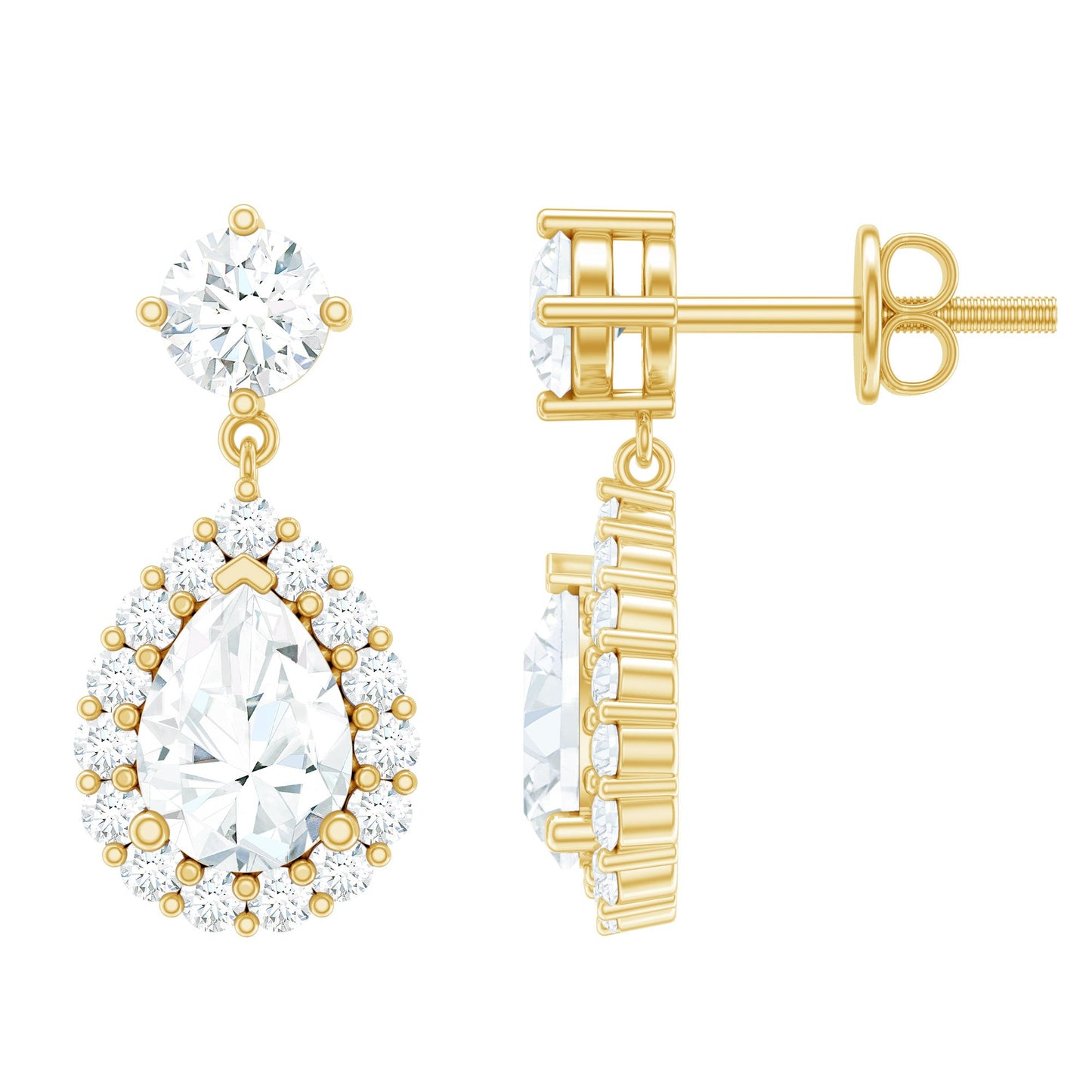 Lab 1.3 Carat Pear Shaped Diamond Bridal Drop Earrings