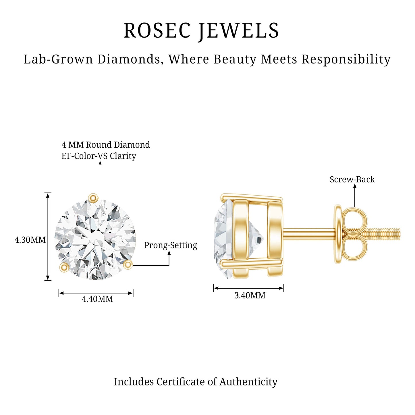 Certified Lab Grown Diamond Solitaire Earrings