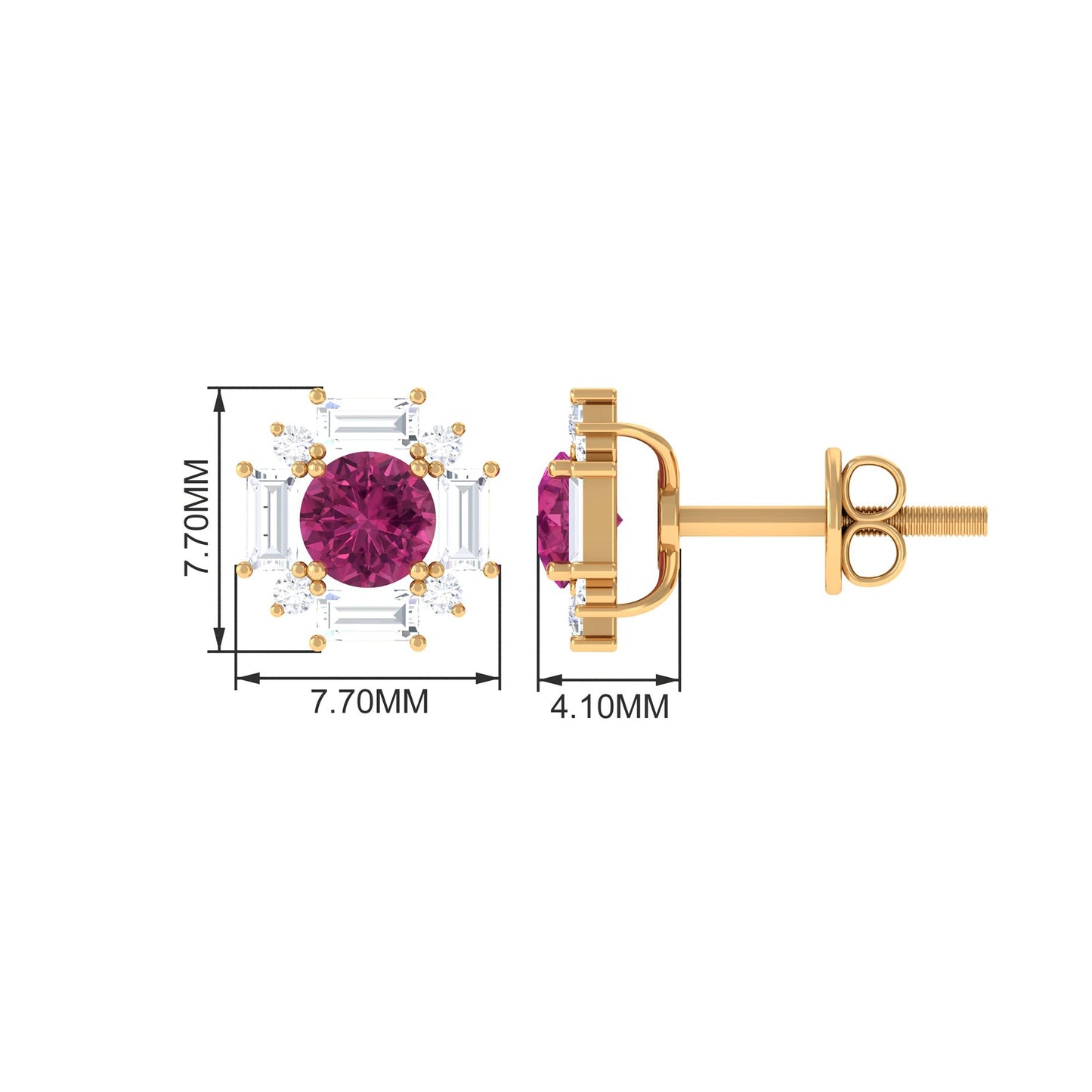 0.4 CT Pink Tourmaline and Diamond Halo Stud Earrings