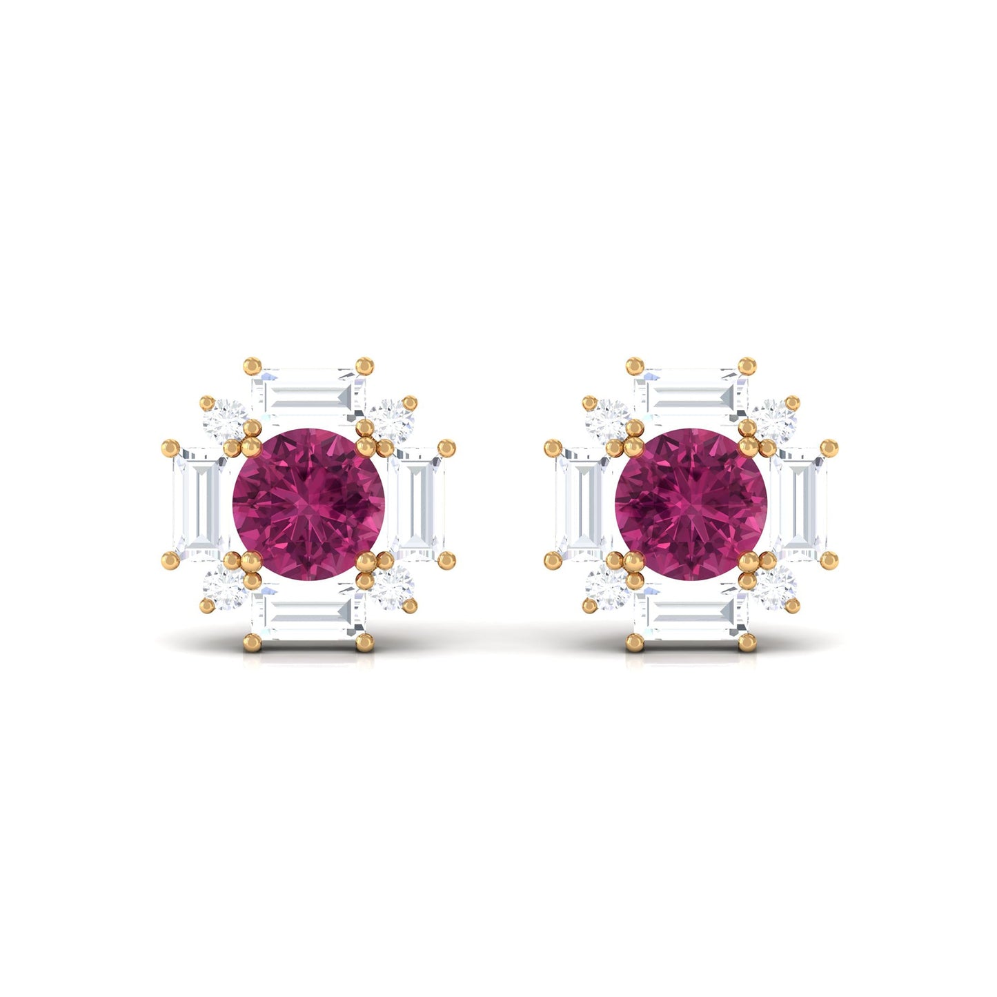 0.4 CT Pink Tourmaline and Diamond Halo Stud Earrings