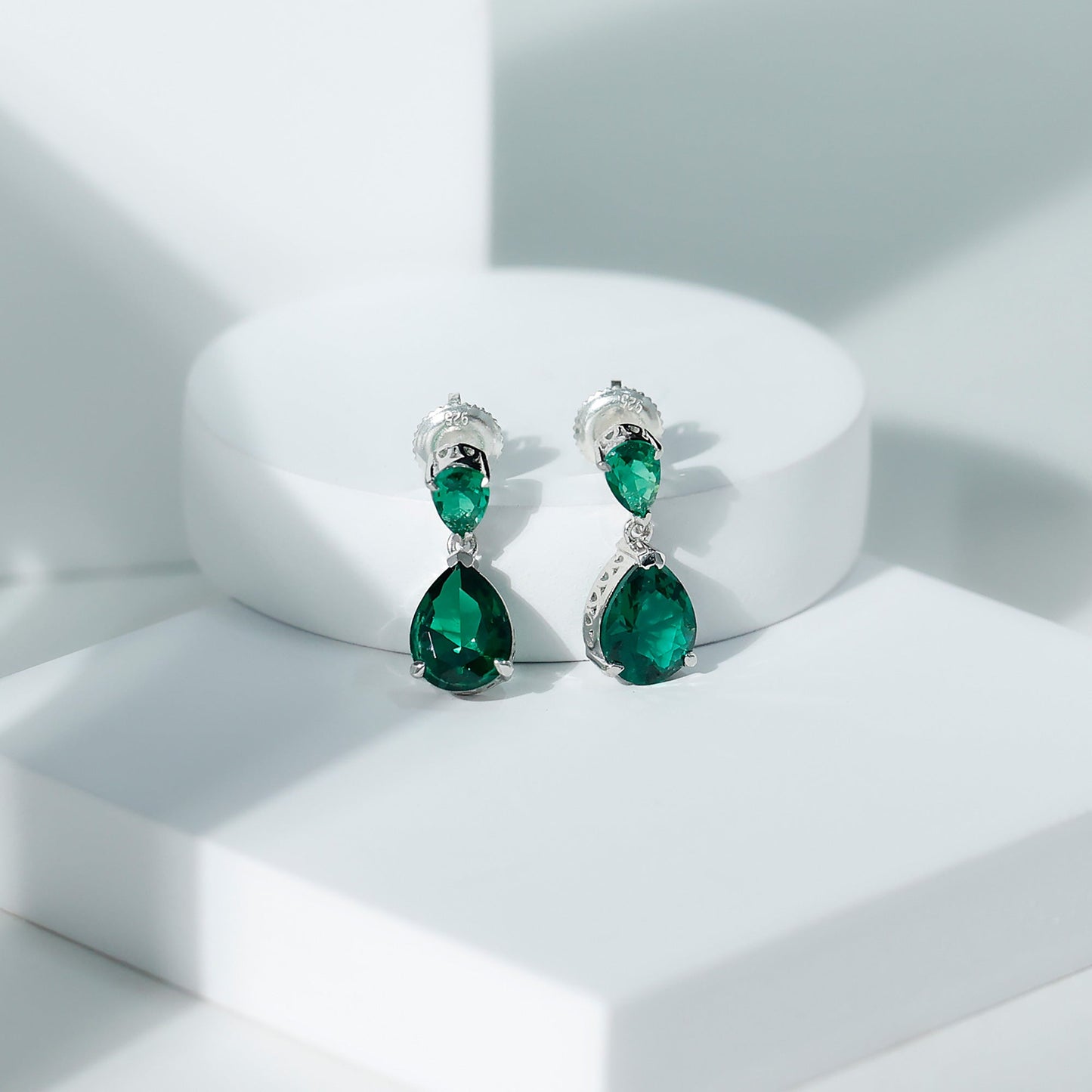 Lab Grown Emerald Teardrop Statement Earrings With Certificate