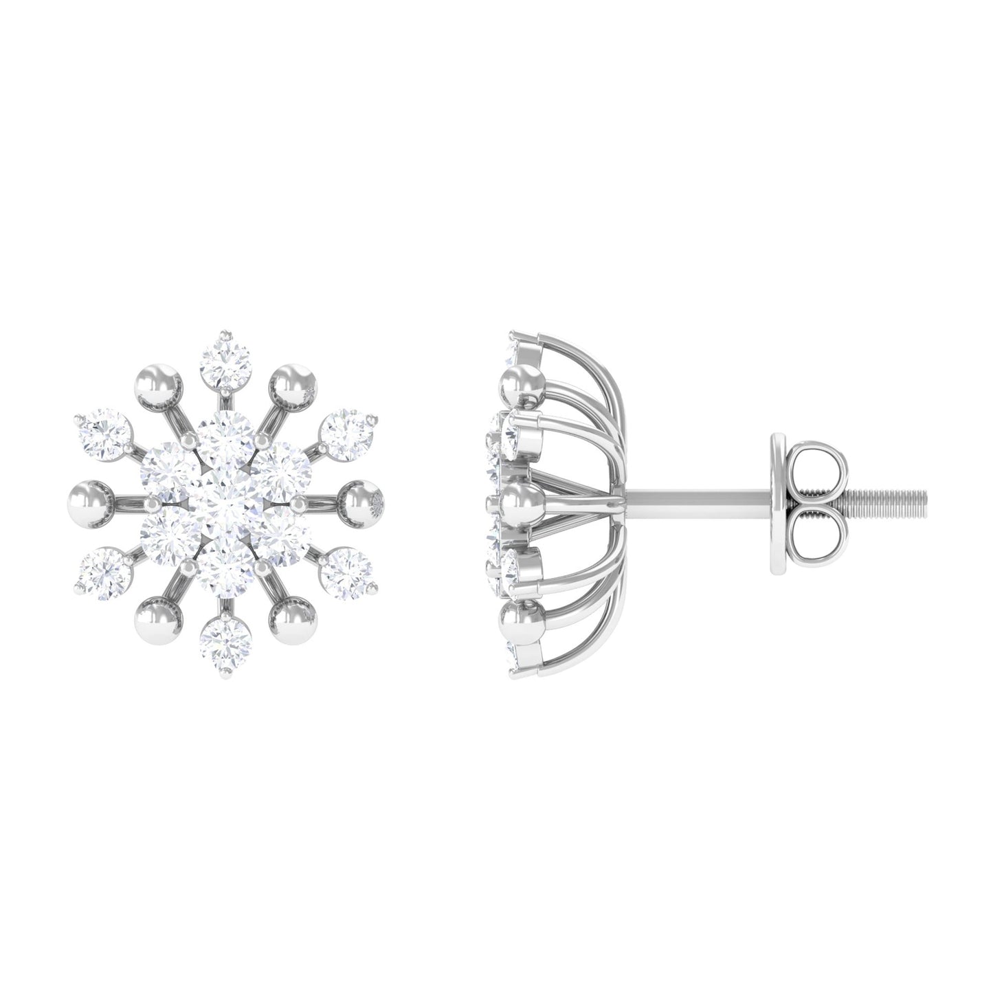 Diamond Cluster Stud Earrings