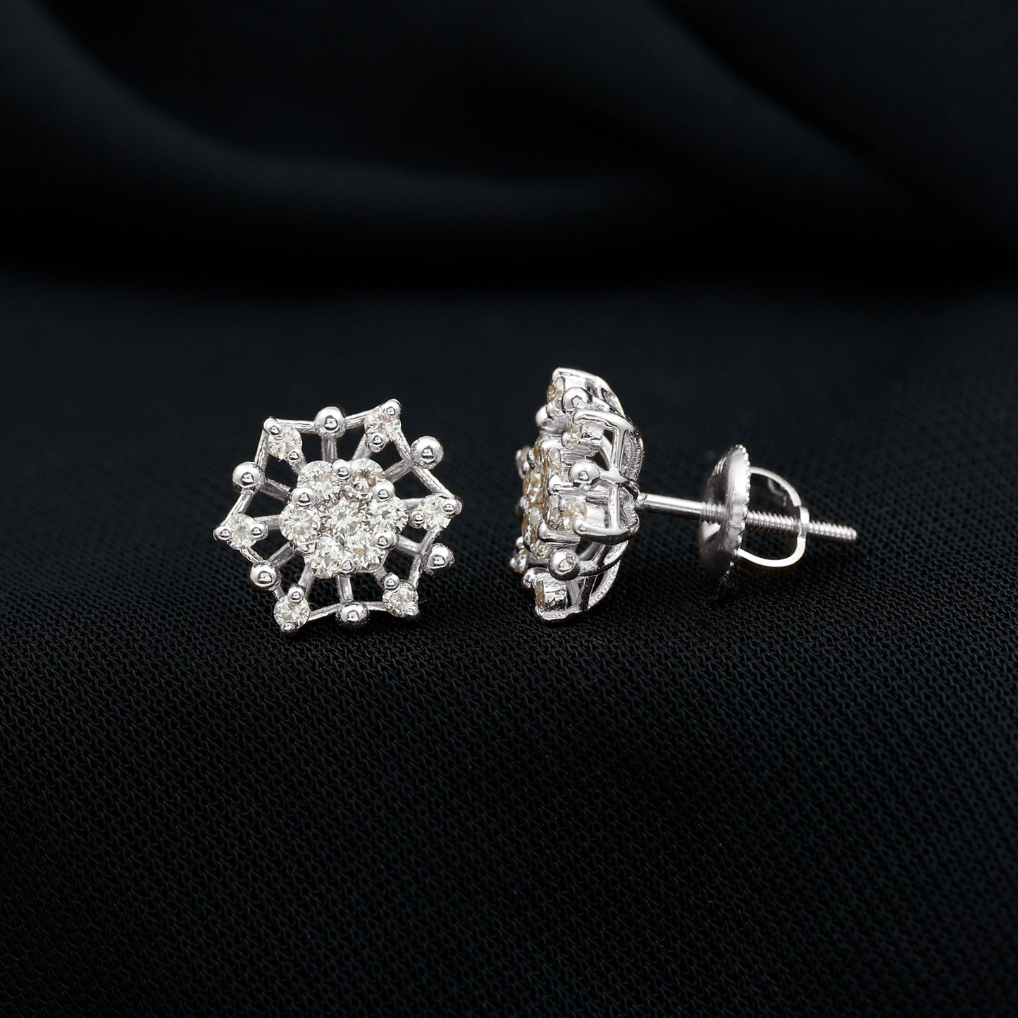 Diamond Cluster Stud Earrings