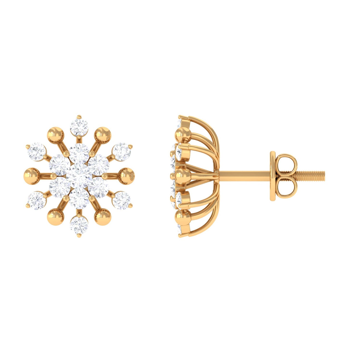 Diamond Cluster Stud Earrings