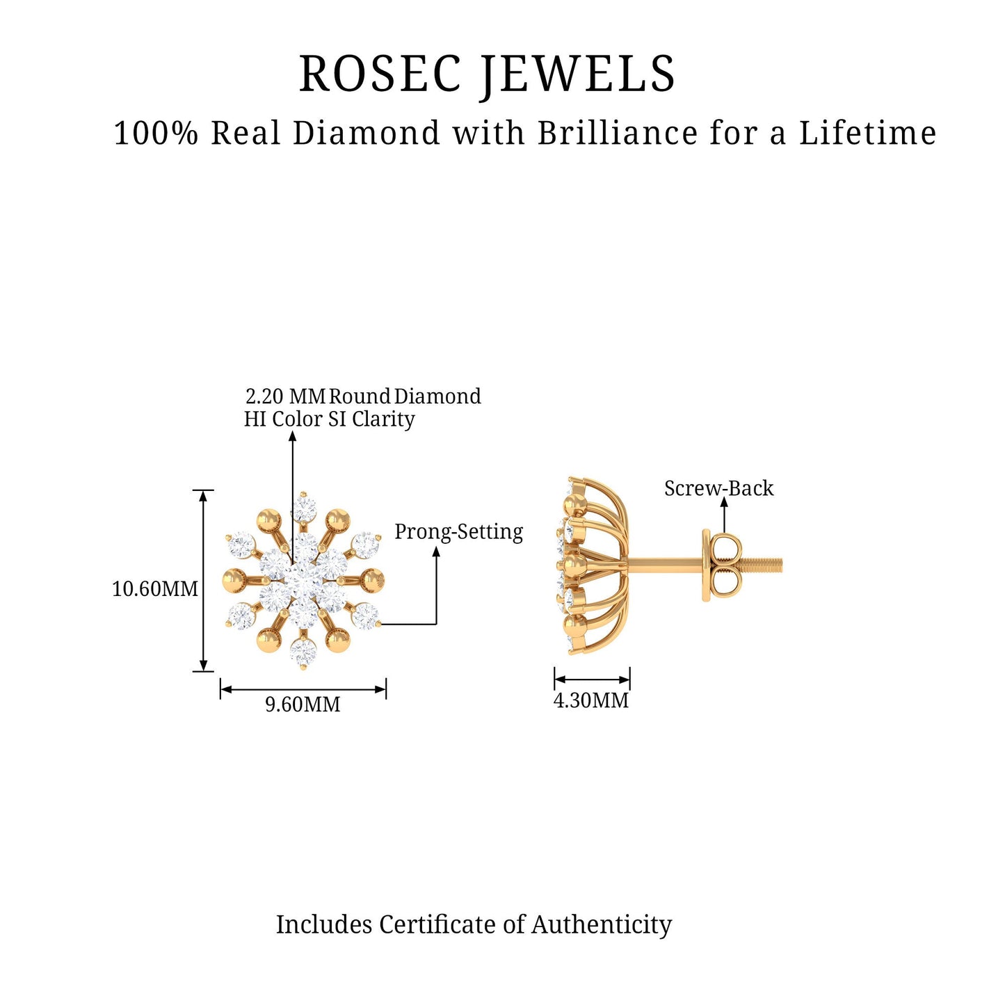 Diamond Cluster Stud Earrings