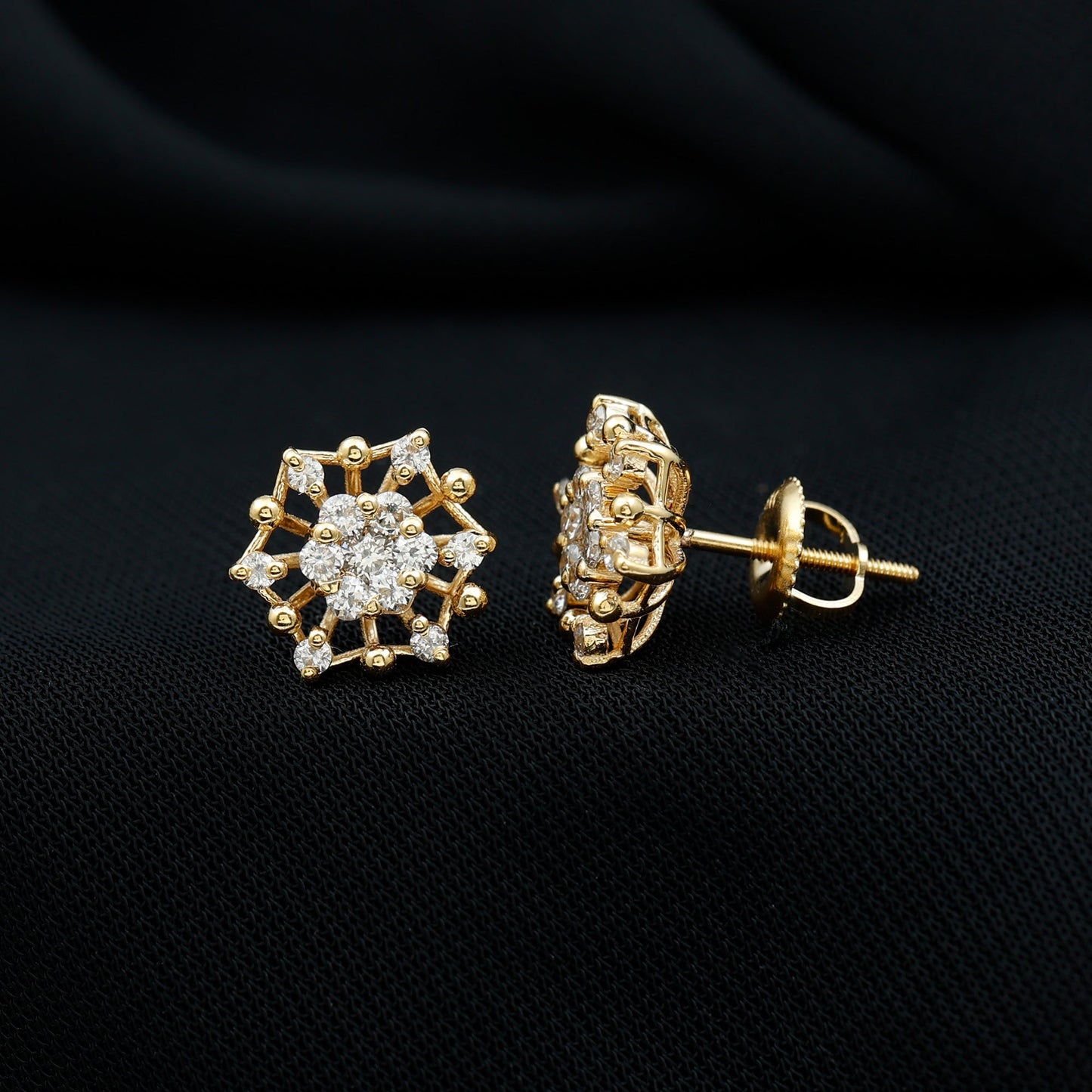 Diamond Cluster Stud Earrings