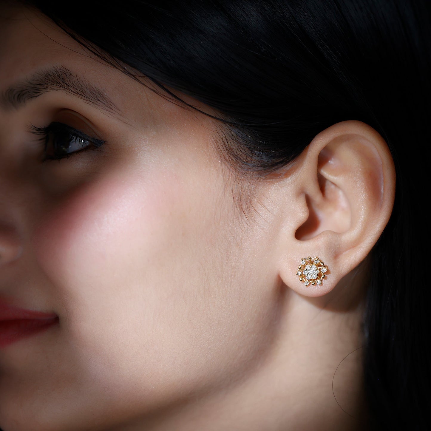 Diamond Cluster Stud Earrings