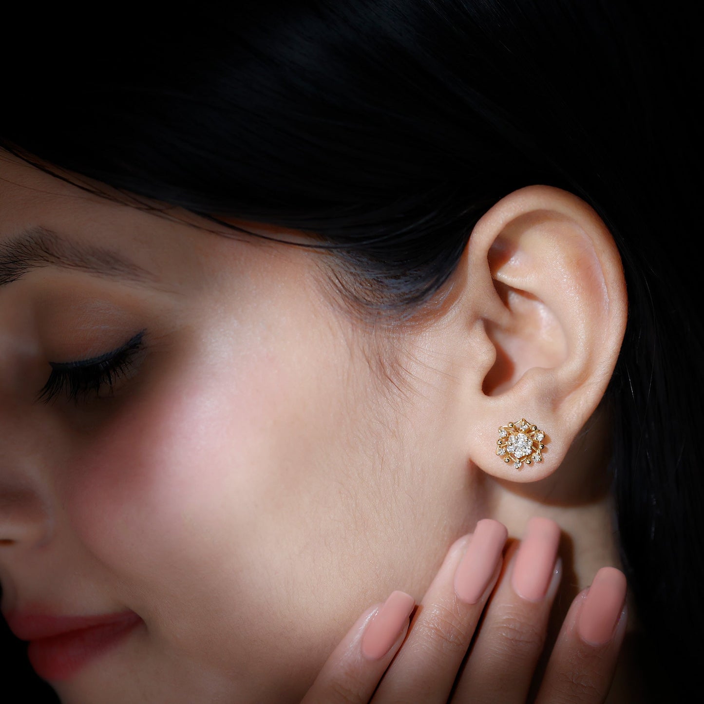 Diamond Cluster Stud Earrings