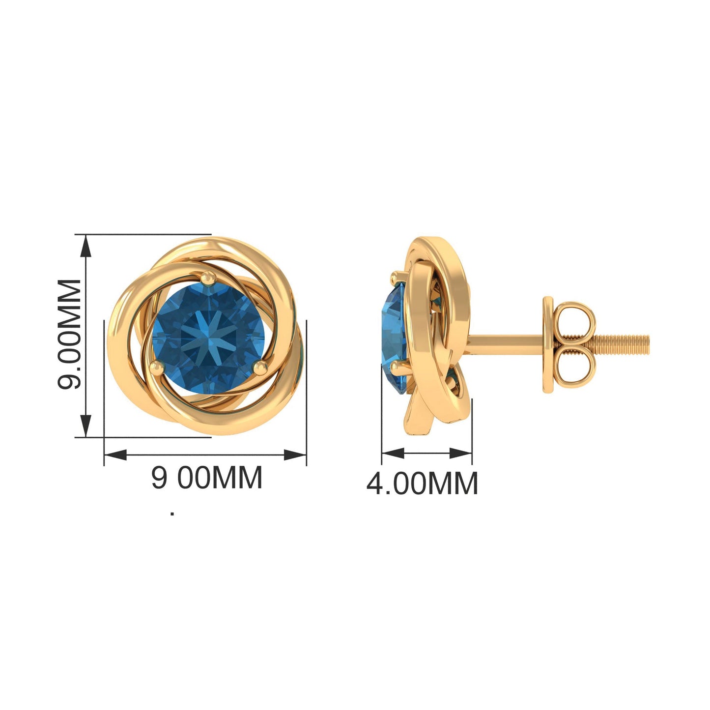 1.2 Carat London Blue Topaz Swirl Stud Earrings for Women