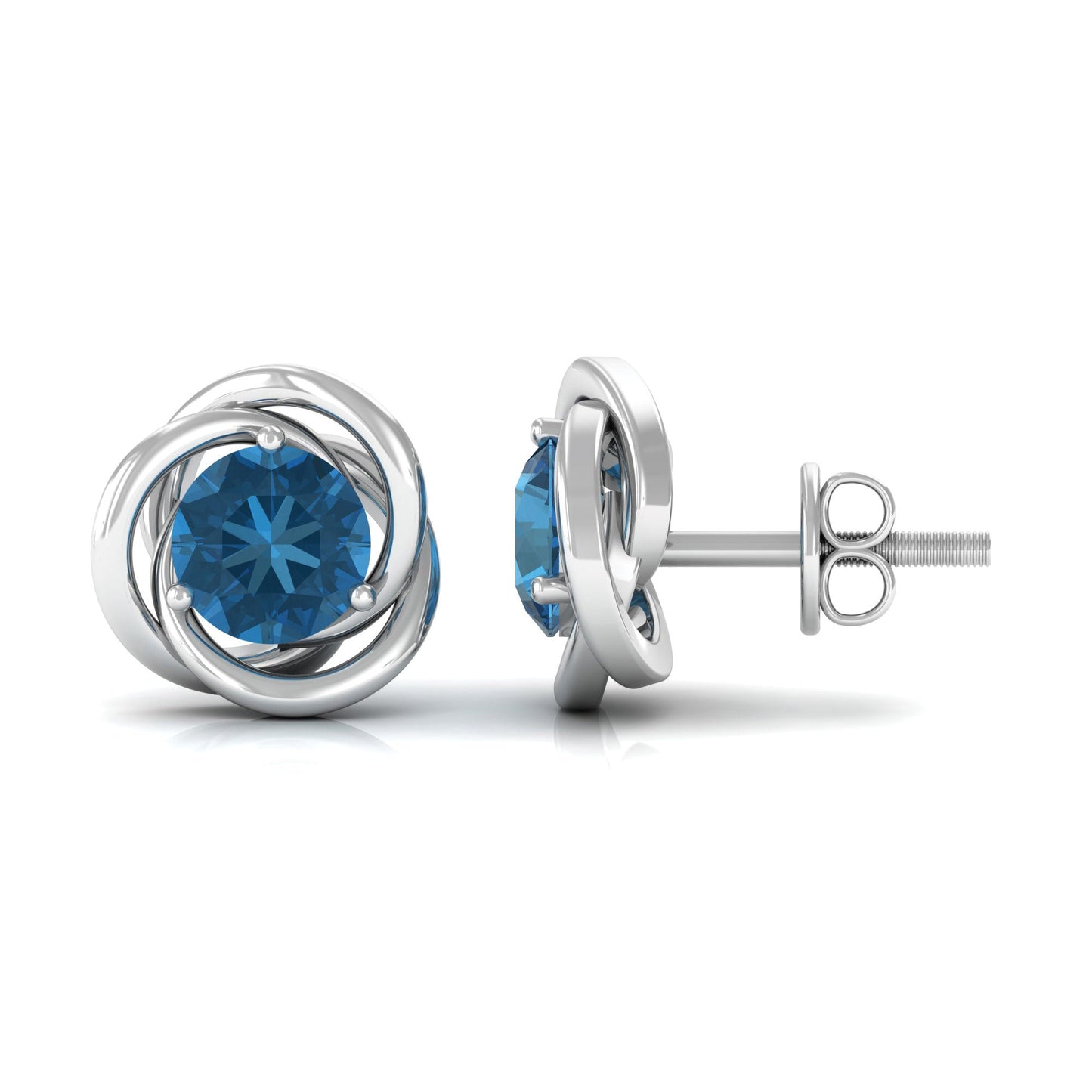 1.2 Carat London Blue Topaz Swirl Stud Earrings for Women