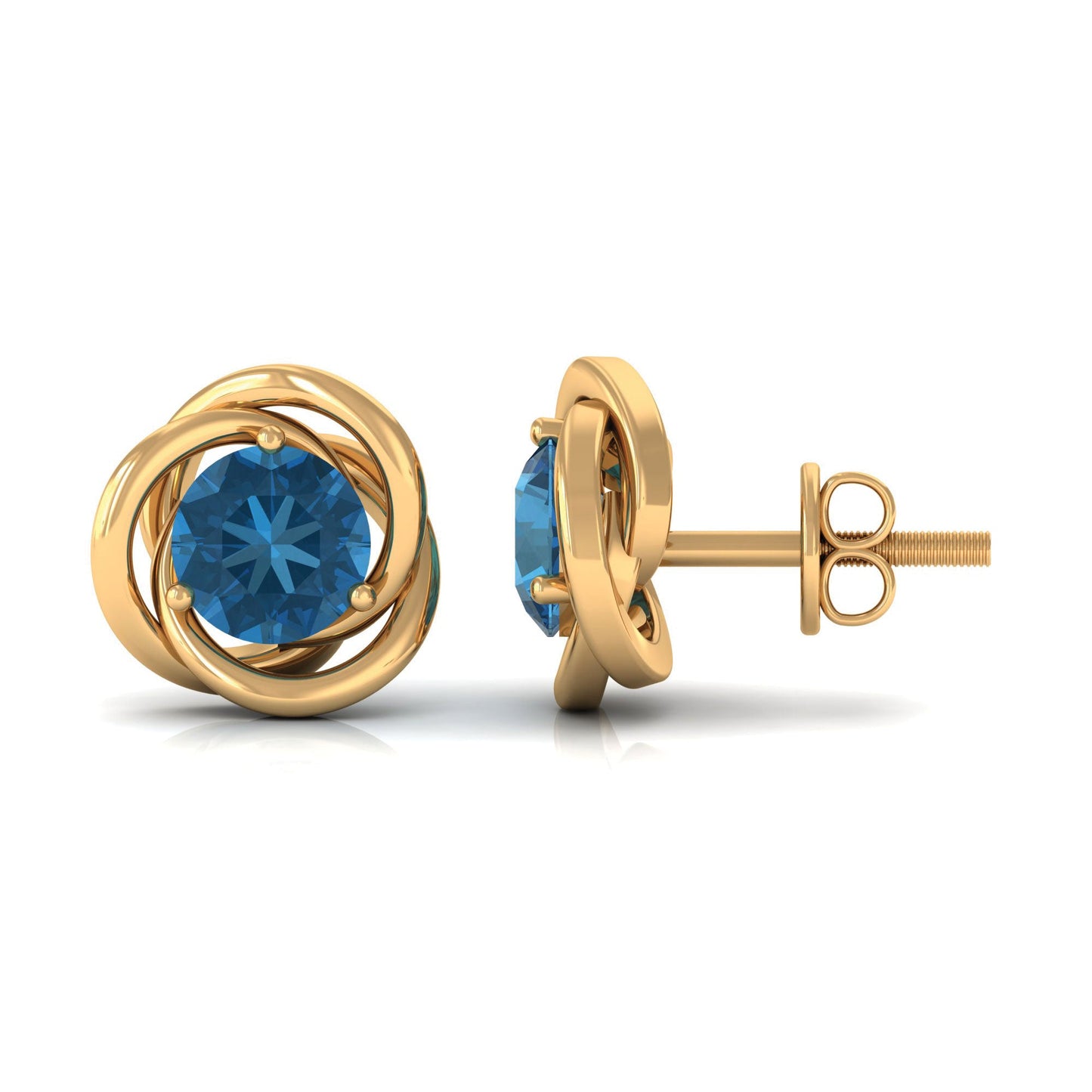 1.2 Carat London Blue Topaz Swirl Stud Earrings for Women
