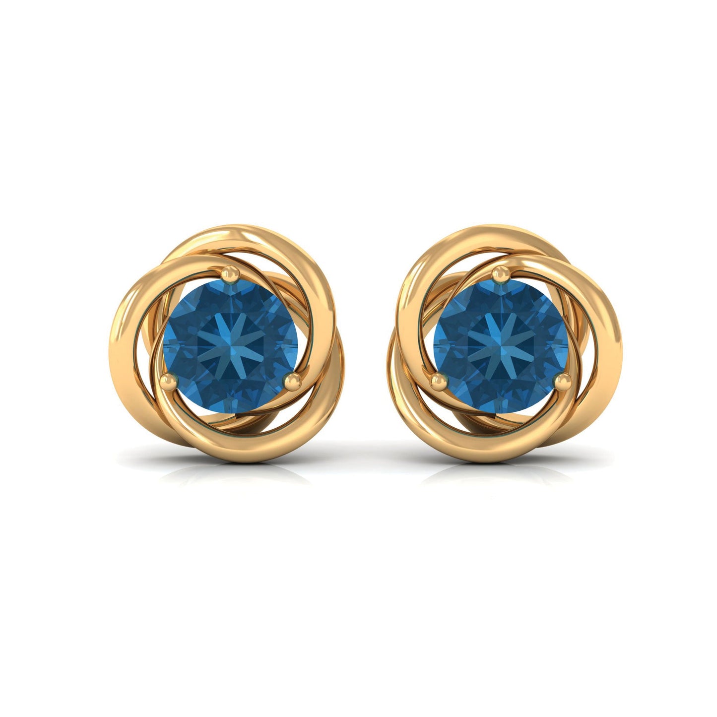 1.2 Carat London Blue Topaz Swirl Stud Earrings for Women