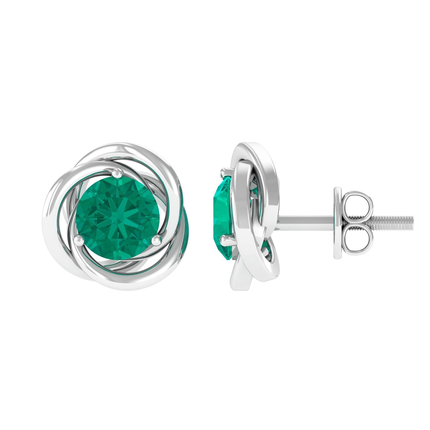 0.9 Carat Emerald Swirl Stud Earrings for Women
