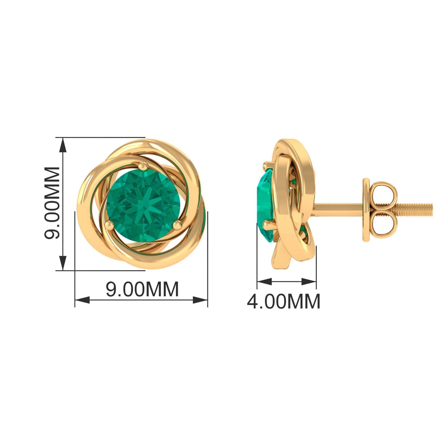 0.9 Carat Emerald Swirl Stud Earrings for Women