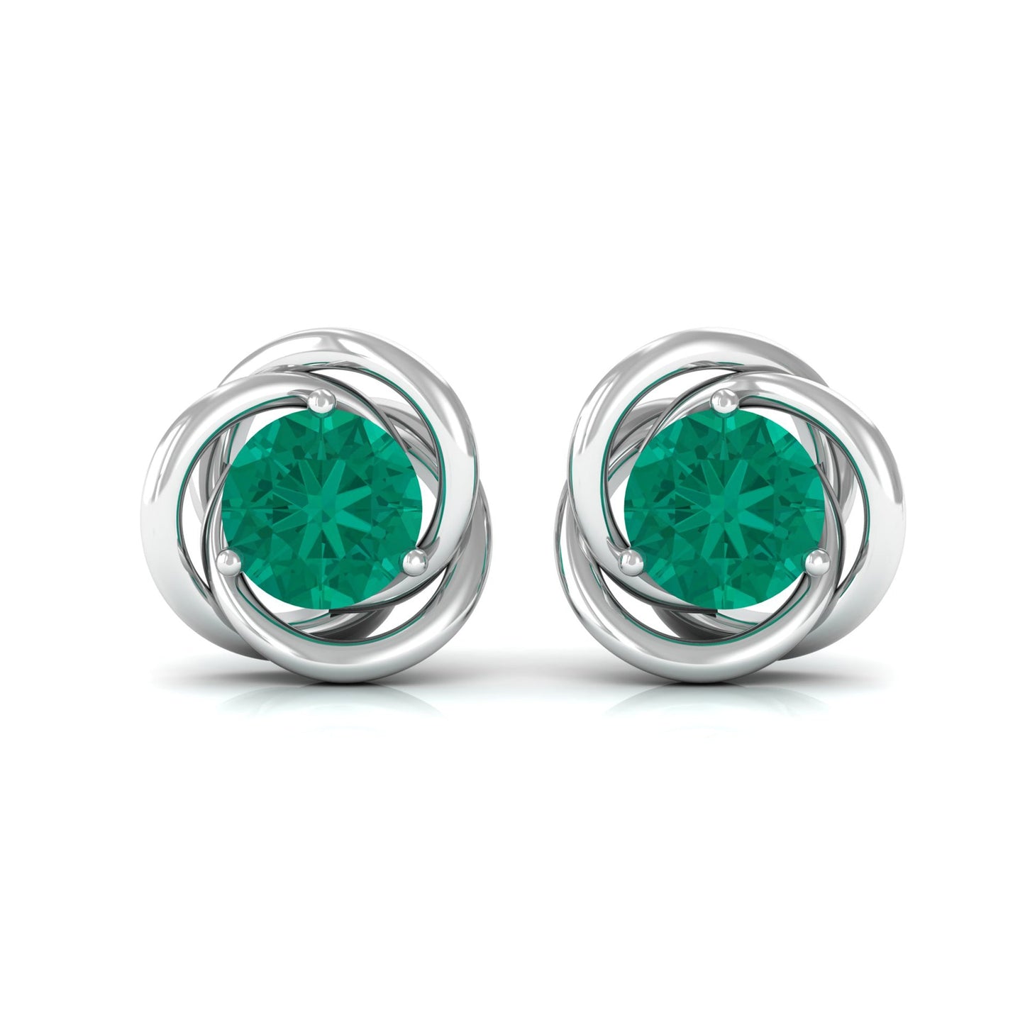 0.9 Carat Emerald Swirl Stud Earrings for Women