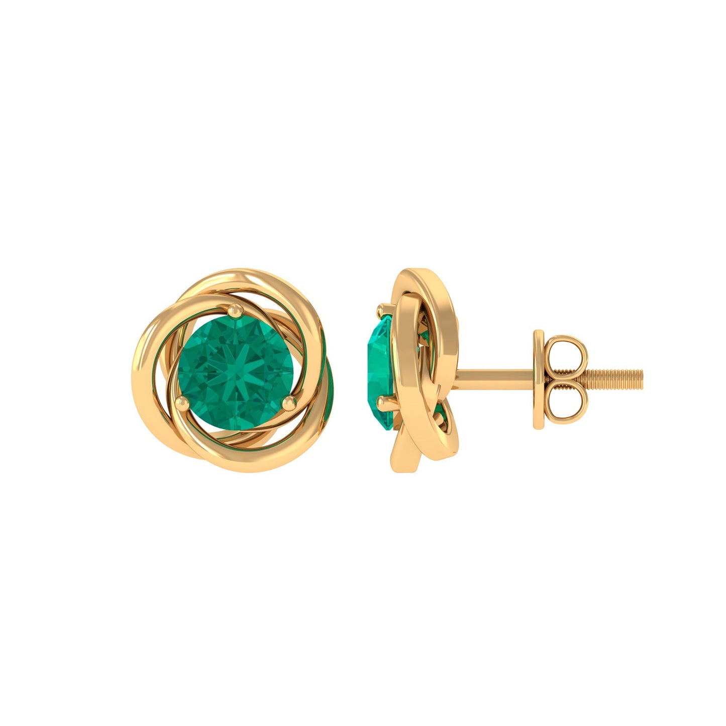 0.9 Carat Emerald Swirl Stud Earrings for Women