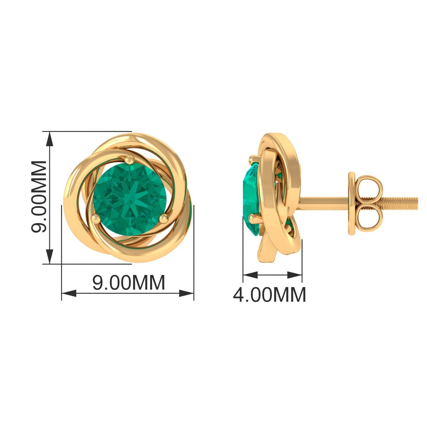 0.9 Carat Emerald Swirl Stud Earrings for Women
