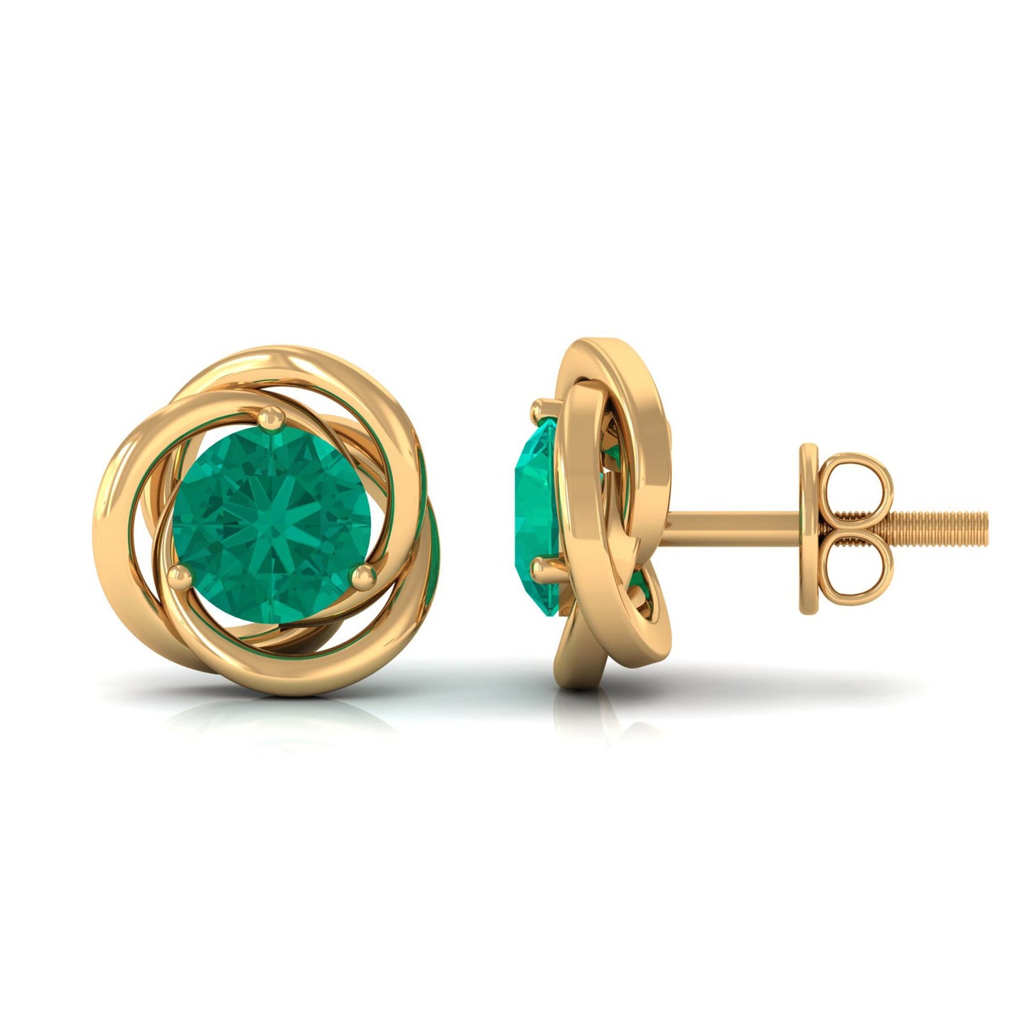 0.9 Carat Emerald Swirl Stud Earrings for Women