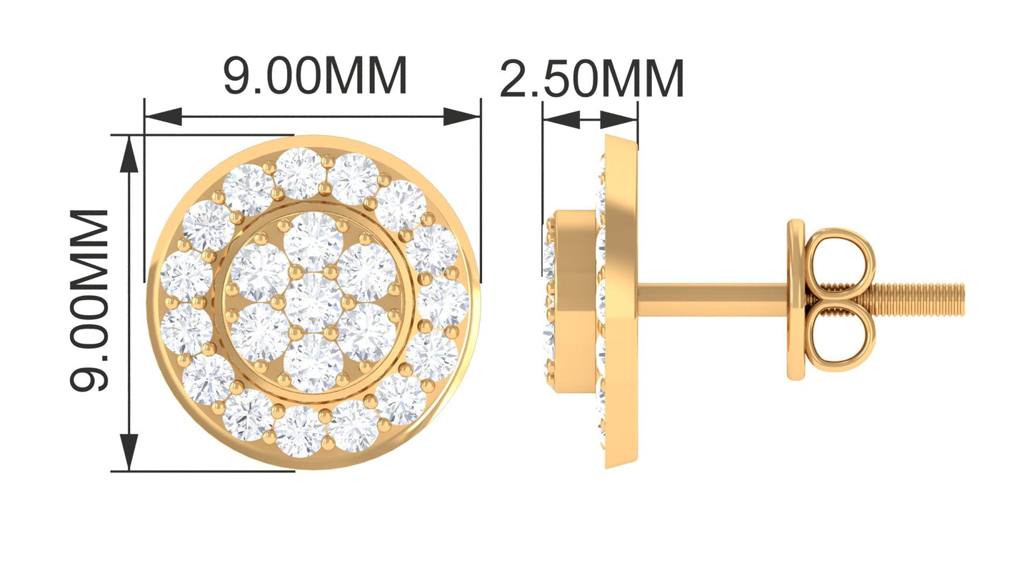 Natural Diamond Round Earrings with Screw Back
