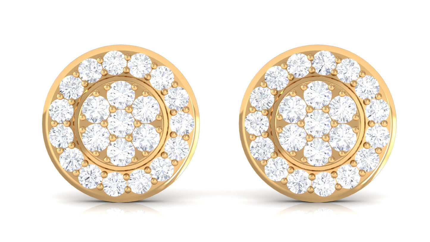 Natural Diamond Round Earrings with Screw Back