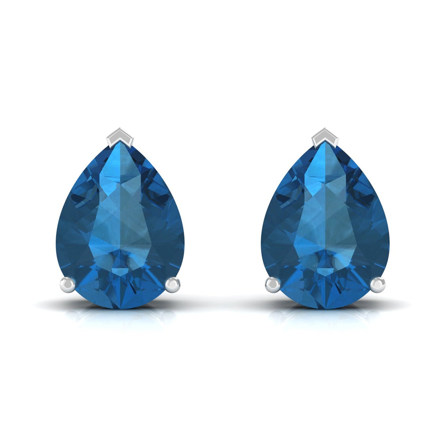 2.3 CT Solitaire Stud Earrings with Pear Shaped London Blue Topaz