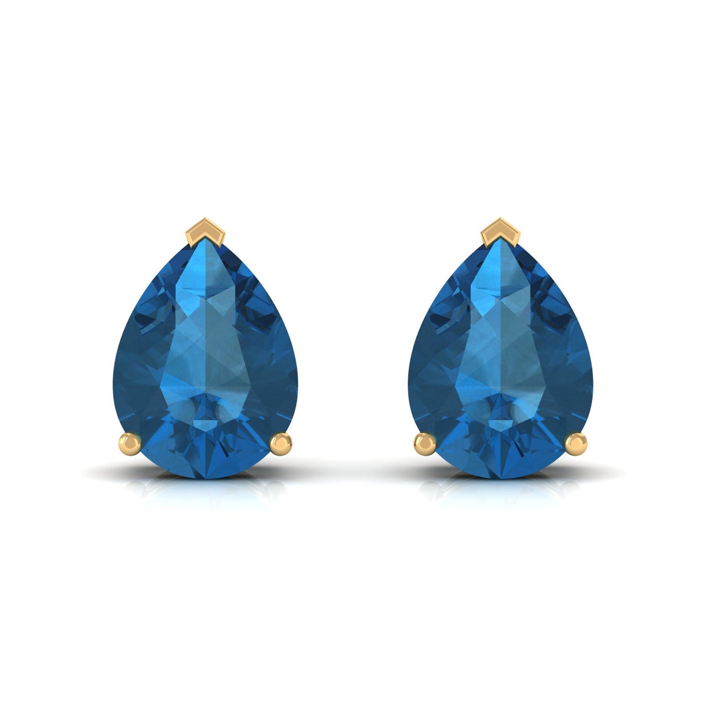 2.3 CT Solitaire Stud Earrings with Pear Shaped London Blue Topaz