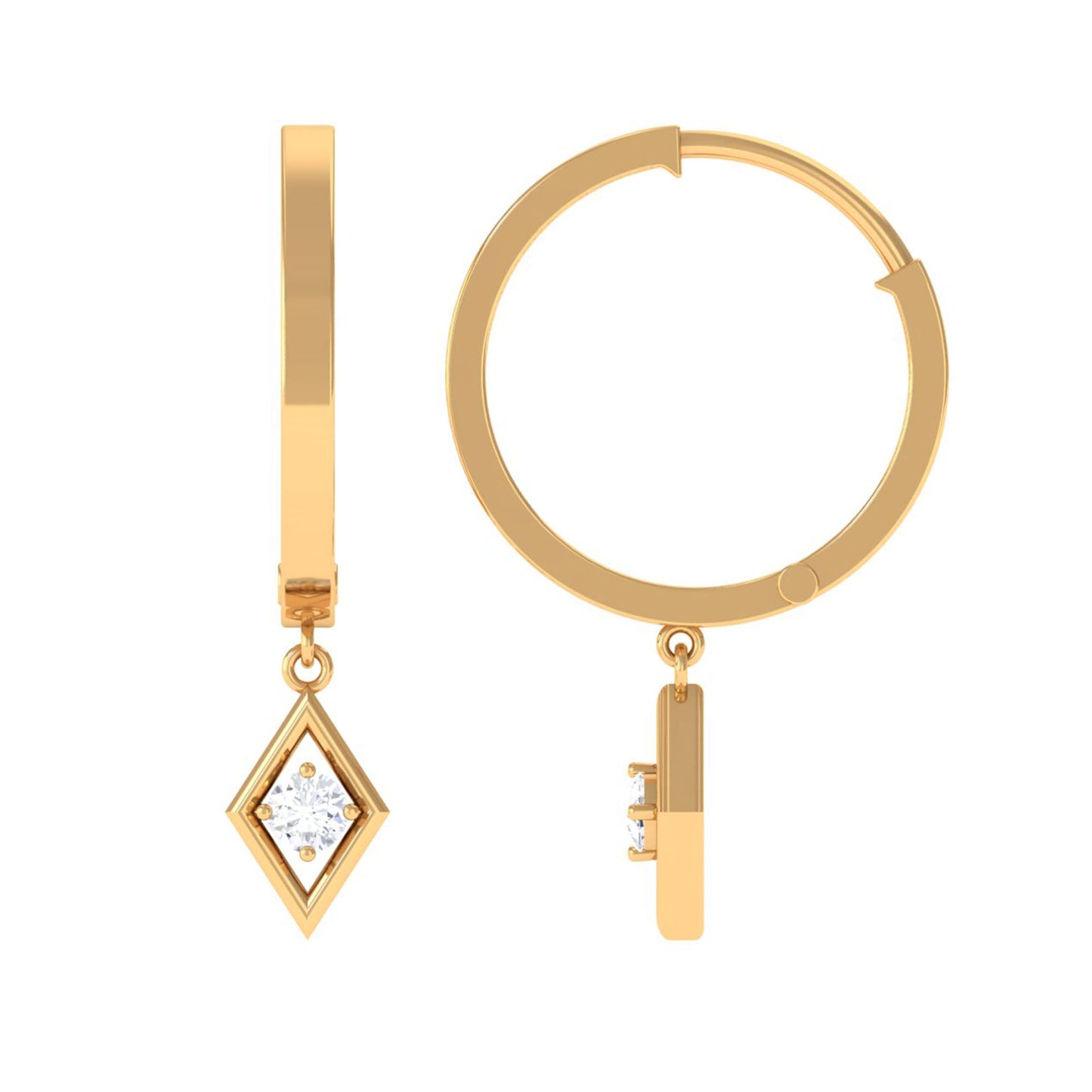 Minimal Diamond Drop Hoop Earrings with Certificate
