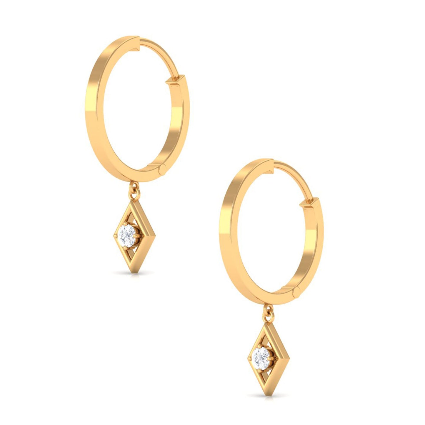 Minimal Diamond Drop Hoop Earrings with Certificate