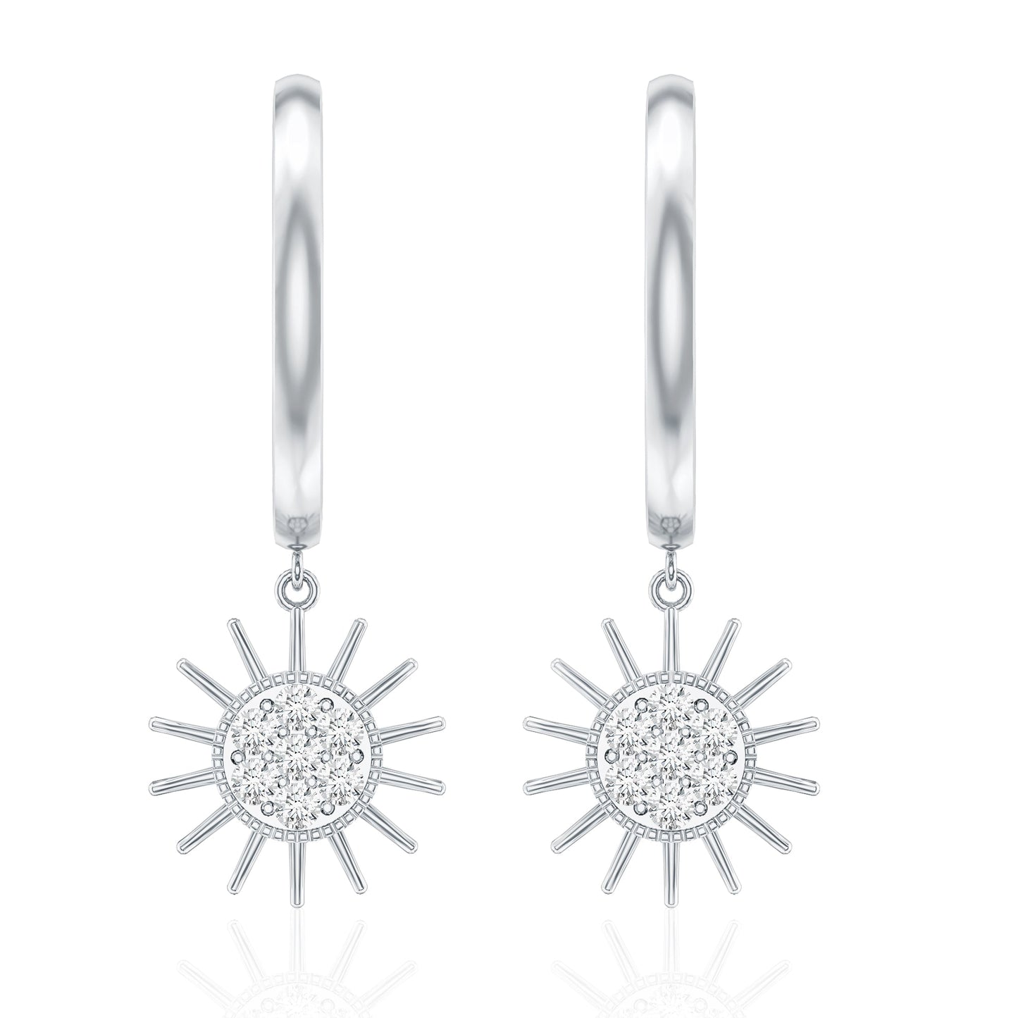 Certified Diamond Sunburst Hoop Earrings
