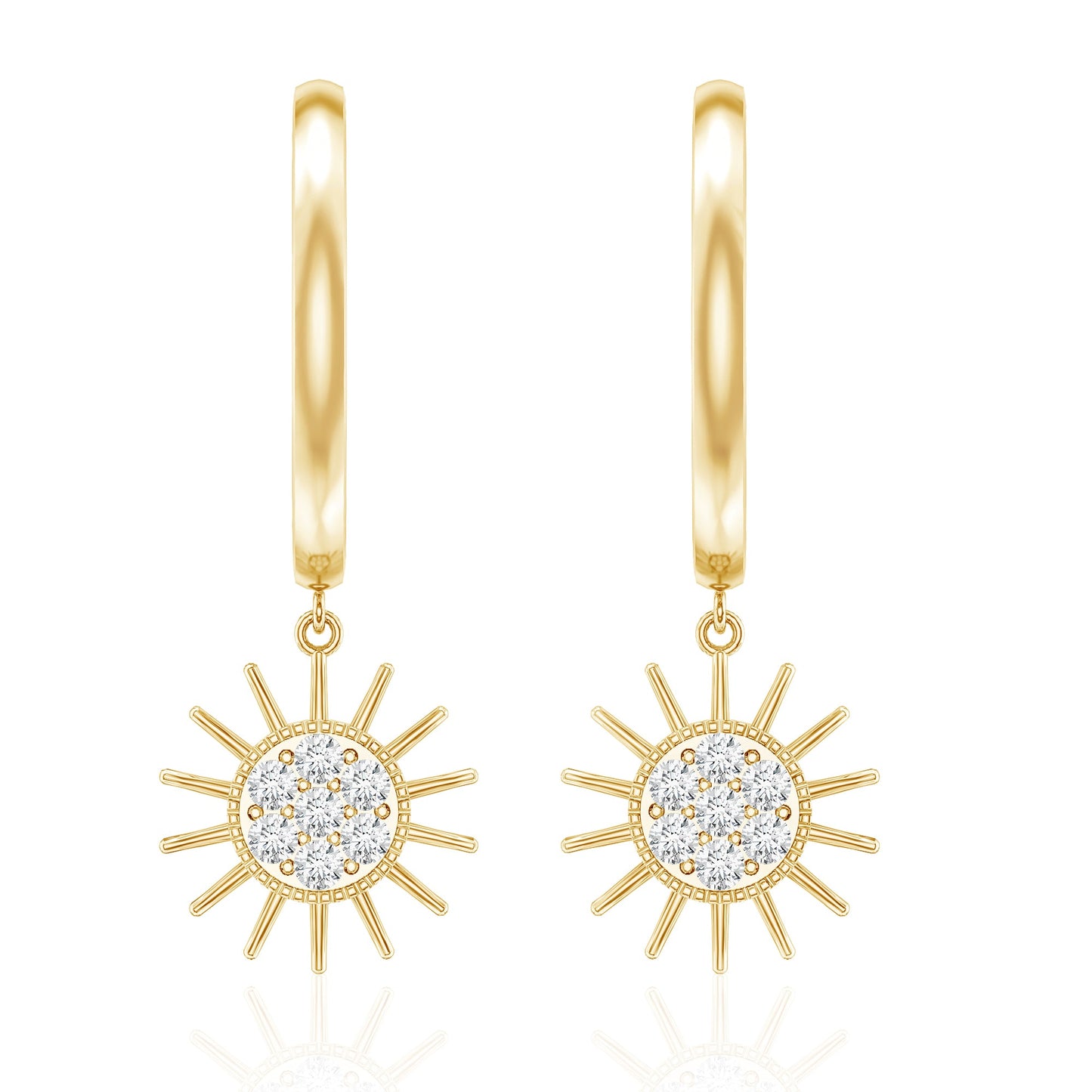 Certified Diamond Sunburst Hoop Earrings