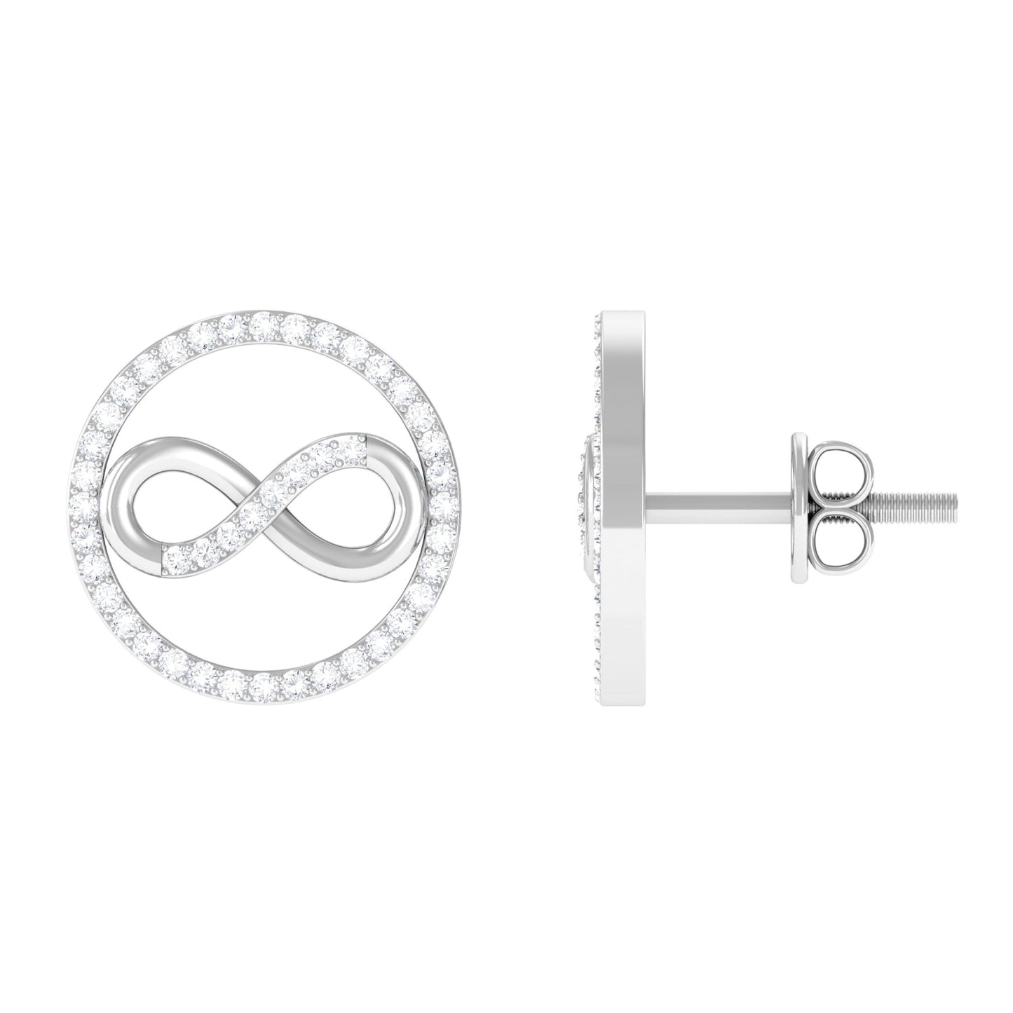 Genuine Diamond Infinity Stud Earrings
