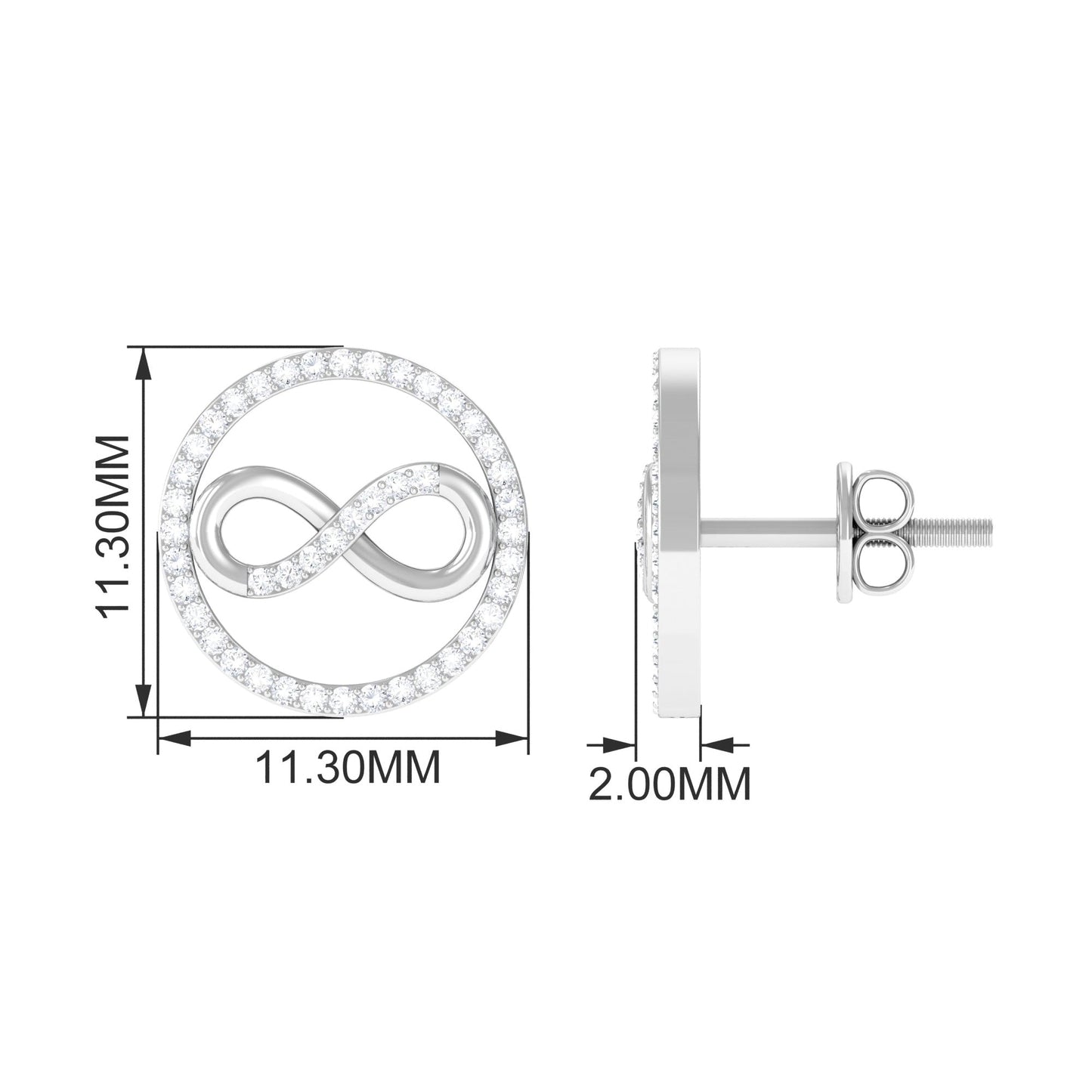Genuine Diamond Infinity Stud Earrings