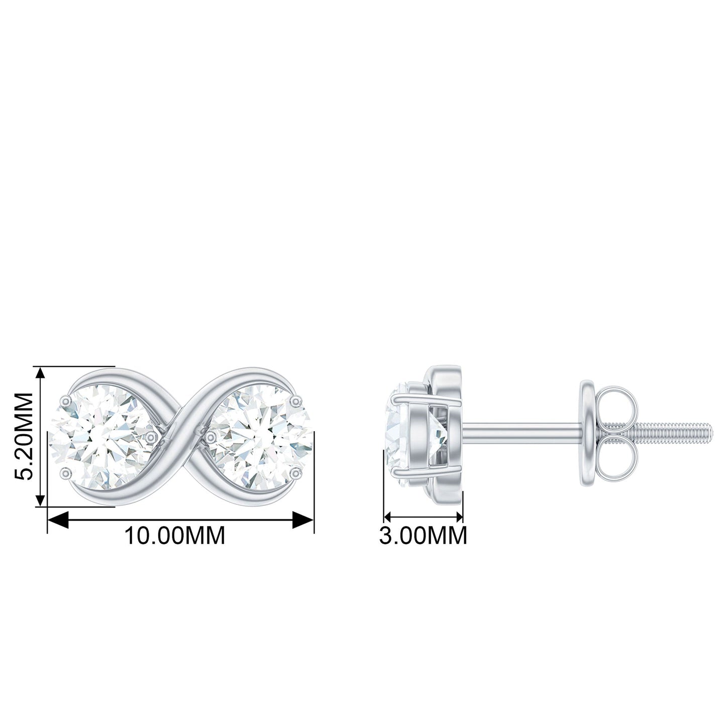 Certified Moissanite Infinity Stud Earrings