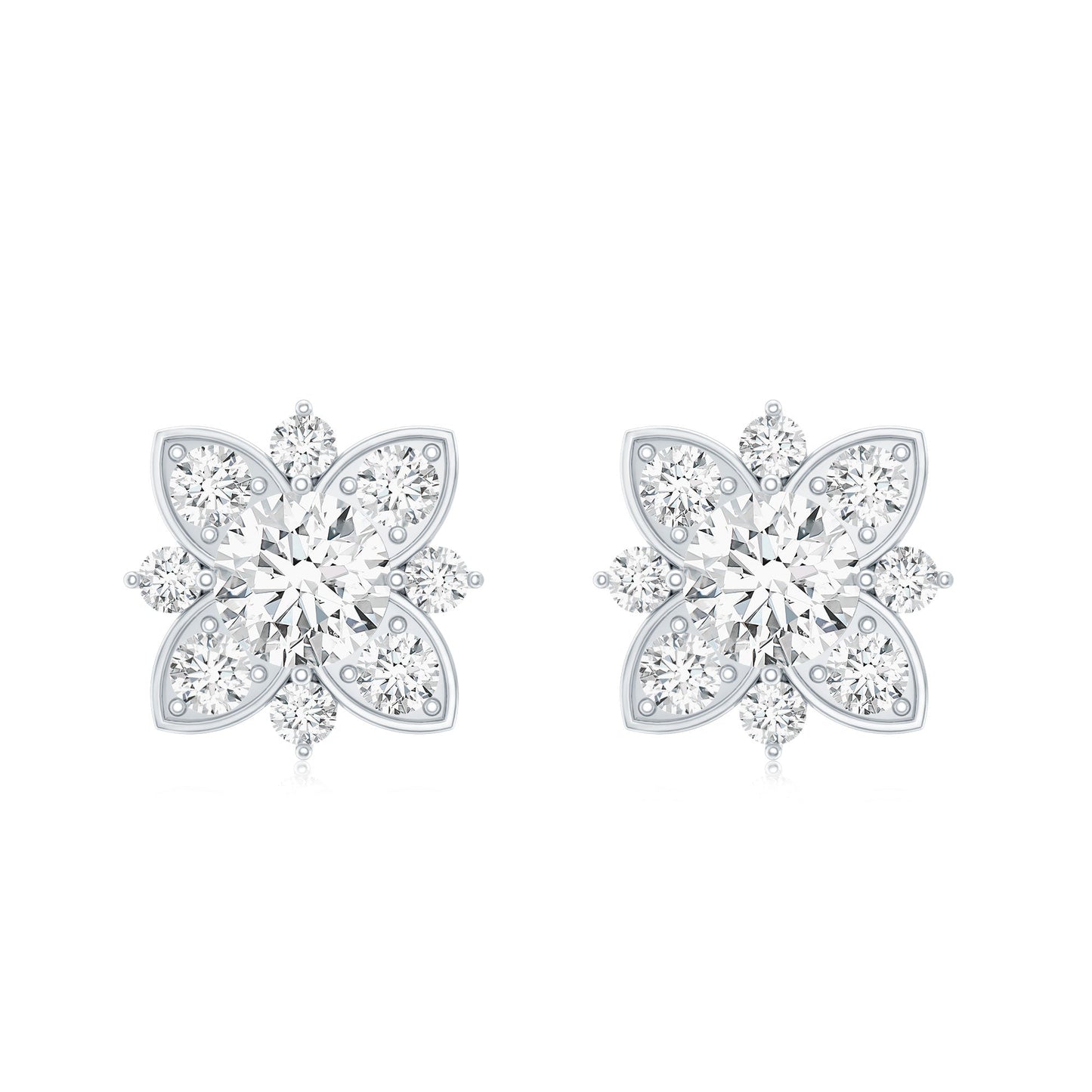 Certified Moissanite Floral Stud Earrings