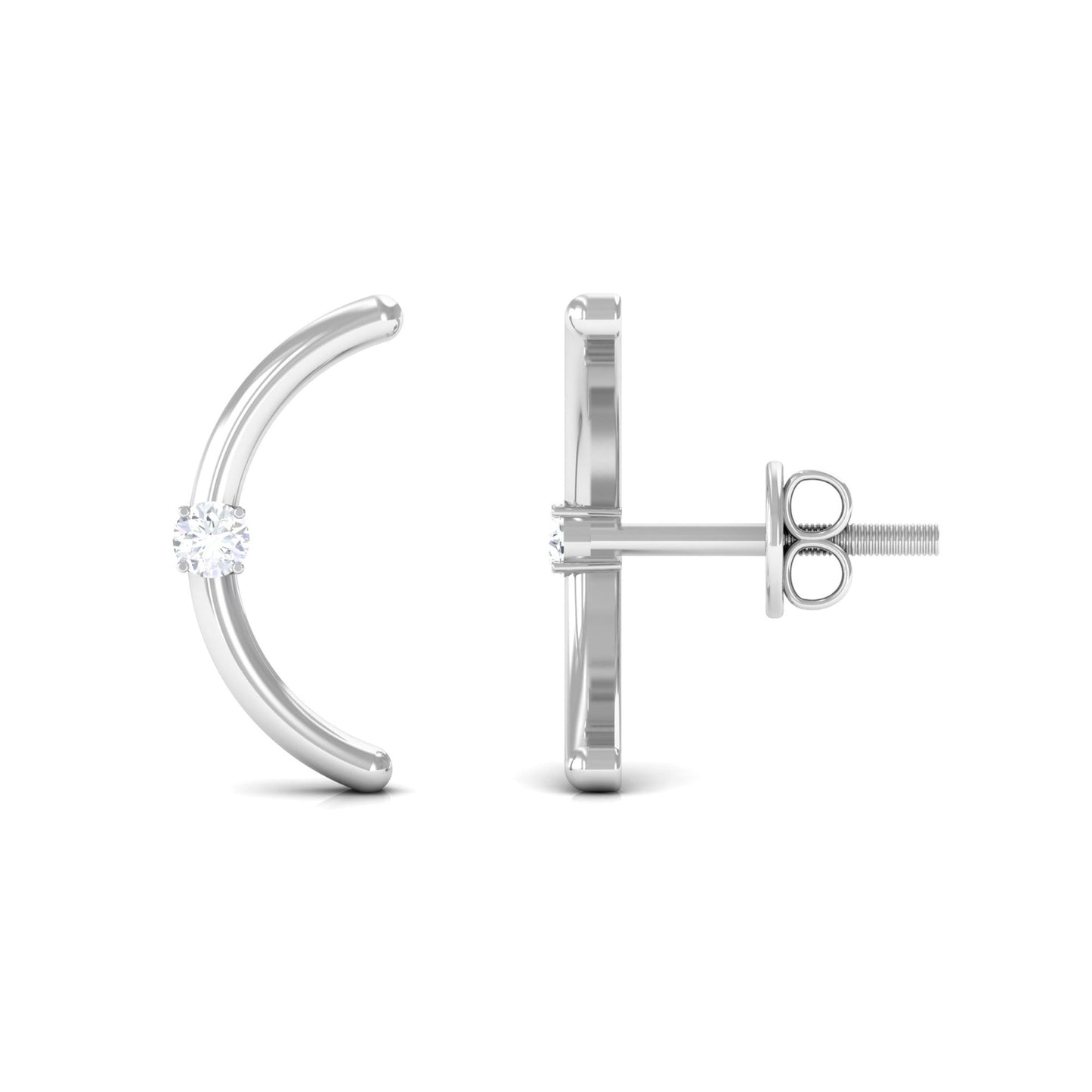 Certified Moissanite Curved Stud Earrings