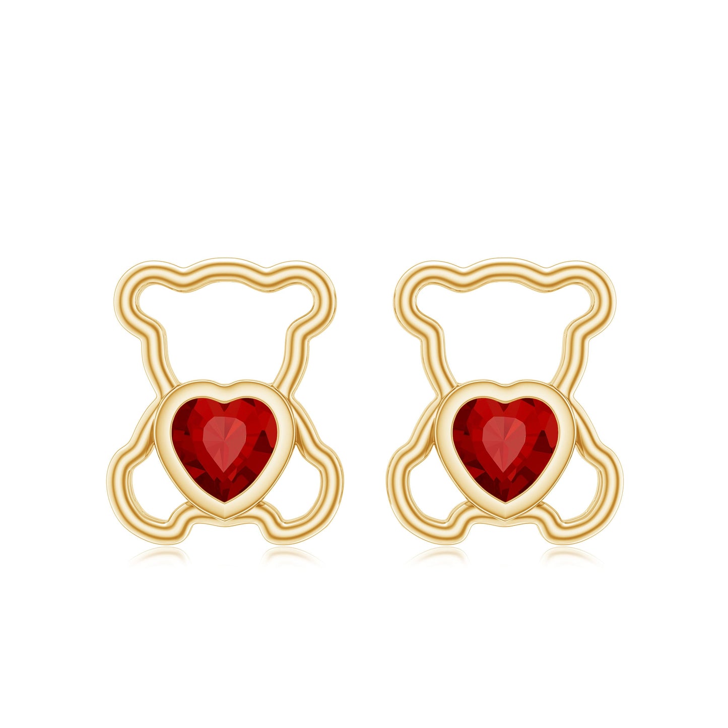 Certified Lab Created Ruby Teddy Bear Stud Earrings