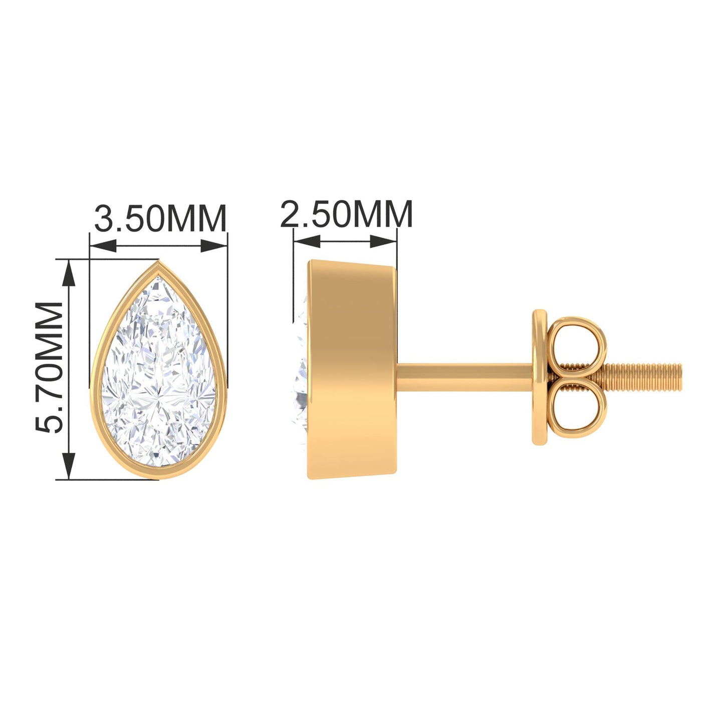 Pear Cut Natural Diamond Solitaire Stud Earrings